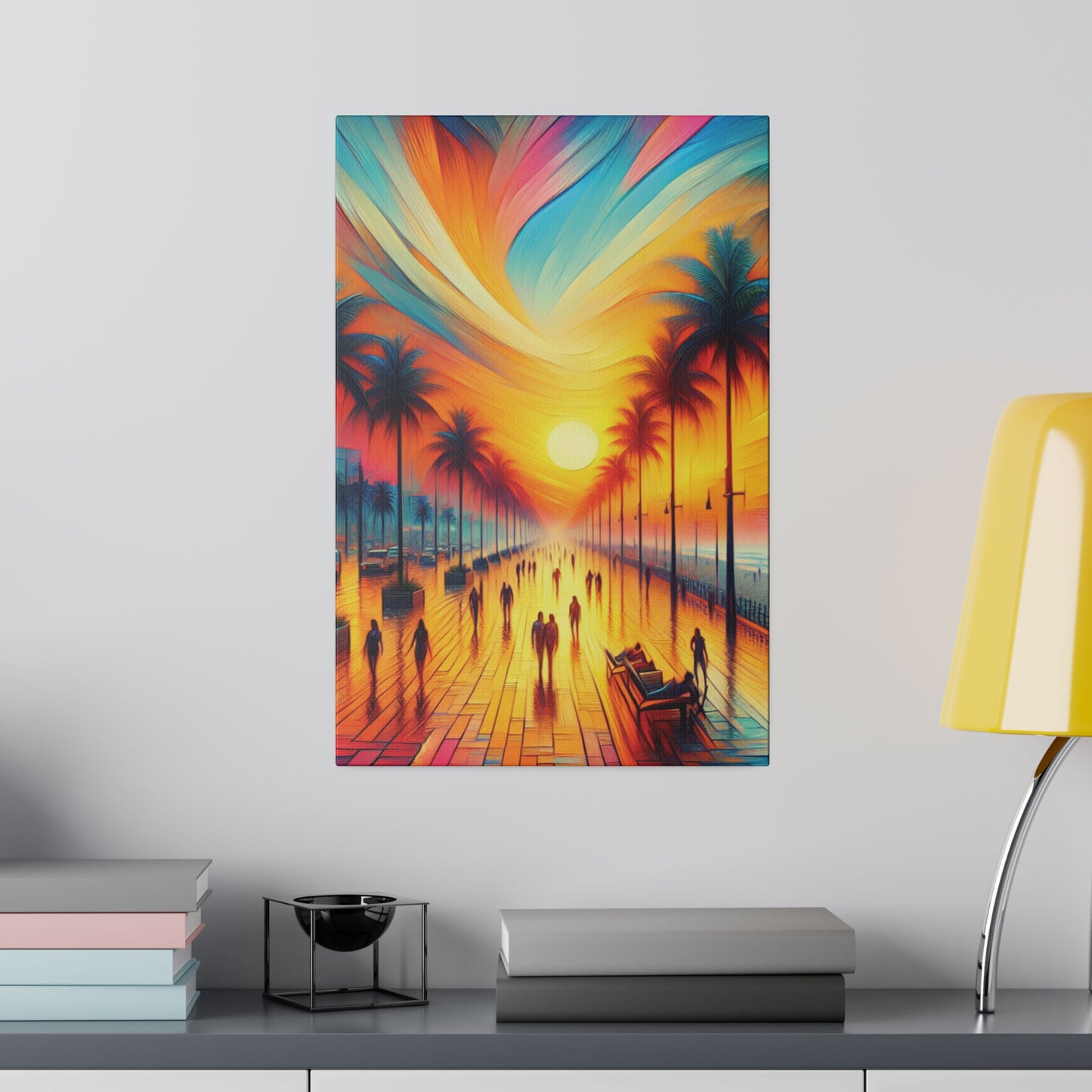 5683C - miami beach art, sunset background, ocean art work, beach art work, sunset designs, miami beach painting, miami beach print