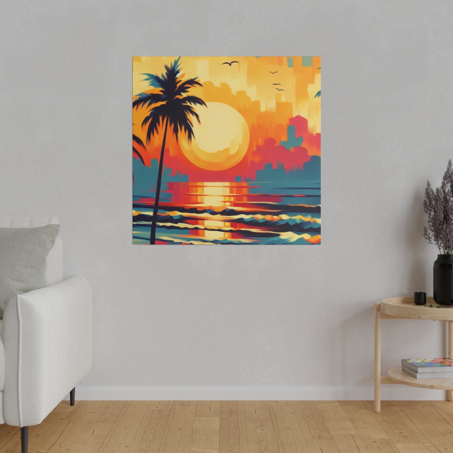 6284F - Miami Beach Sunset Painting Print | Miami | Beach | Sunset | Poster | Home Decor | Wall Art | Canvas