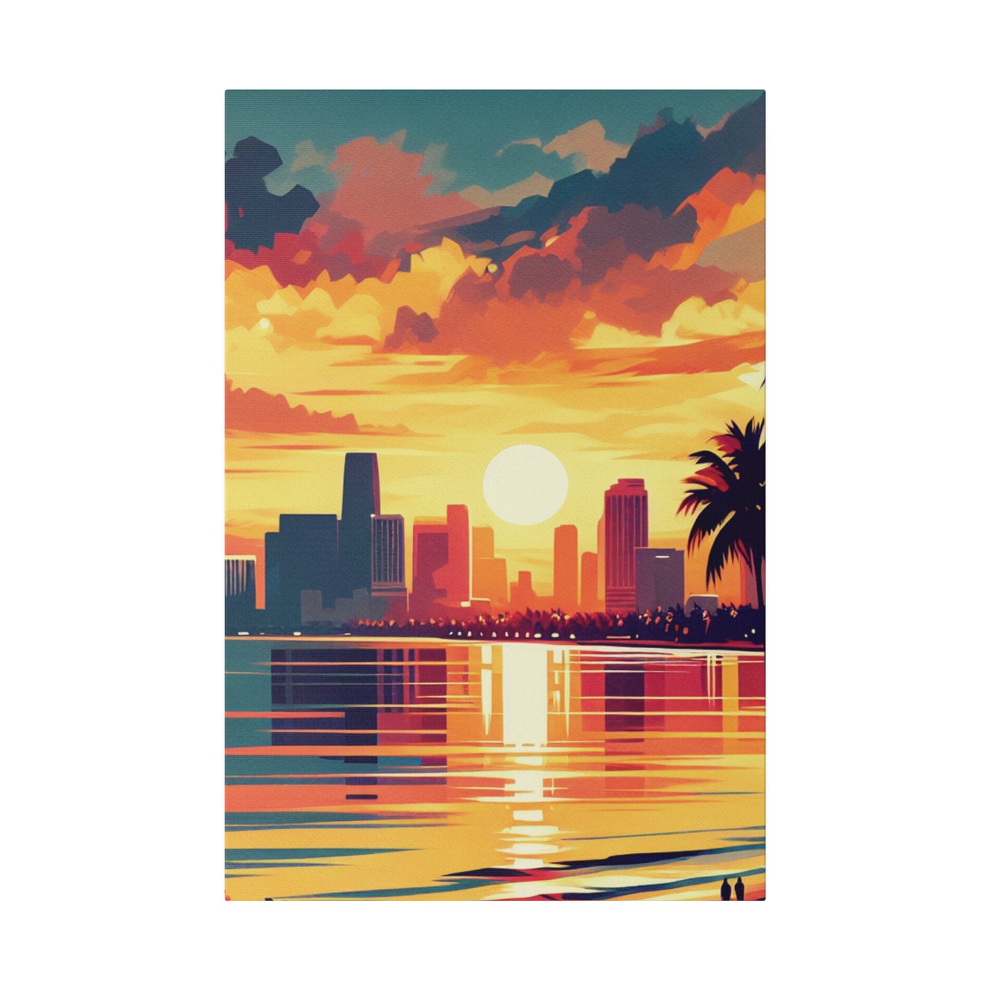 6732M - miami beach art, sunset background, ocean art work, beach art work, sunset designs, miami beach painting, miami beach print