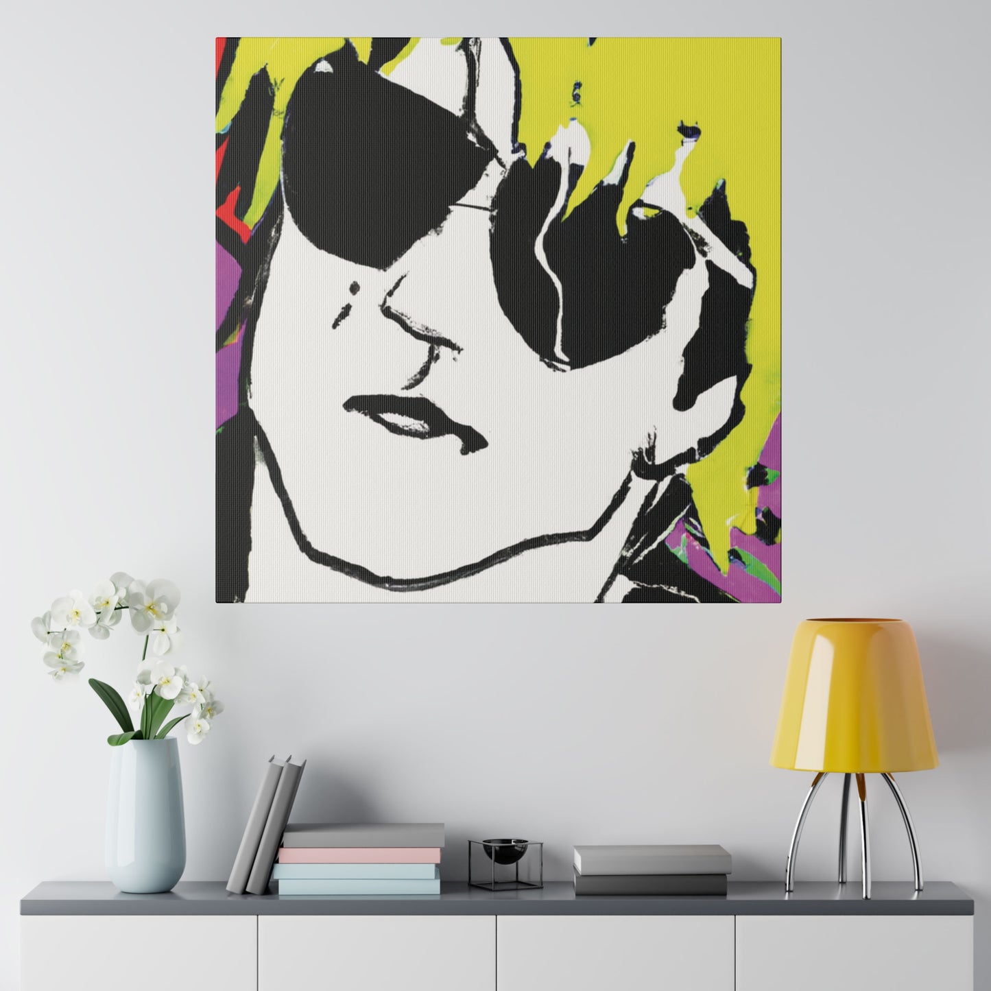 347H - Rockstar Painting Print | Face | Abstract | Poster | Home Decor | Wall Art | Music Art | Canvas