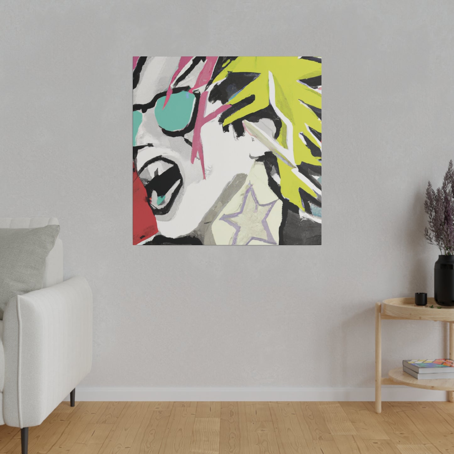 9589K - Rockstar Painting Print | Face | Abstract | Poster | Home Decor | Wall Art | Music Art | Canvas