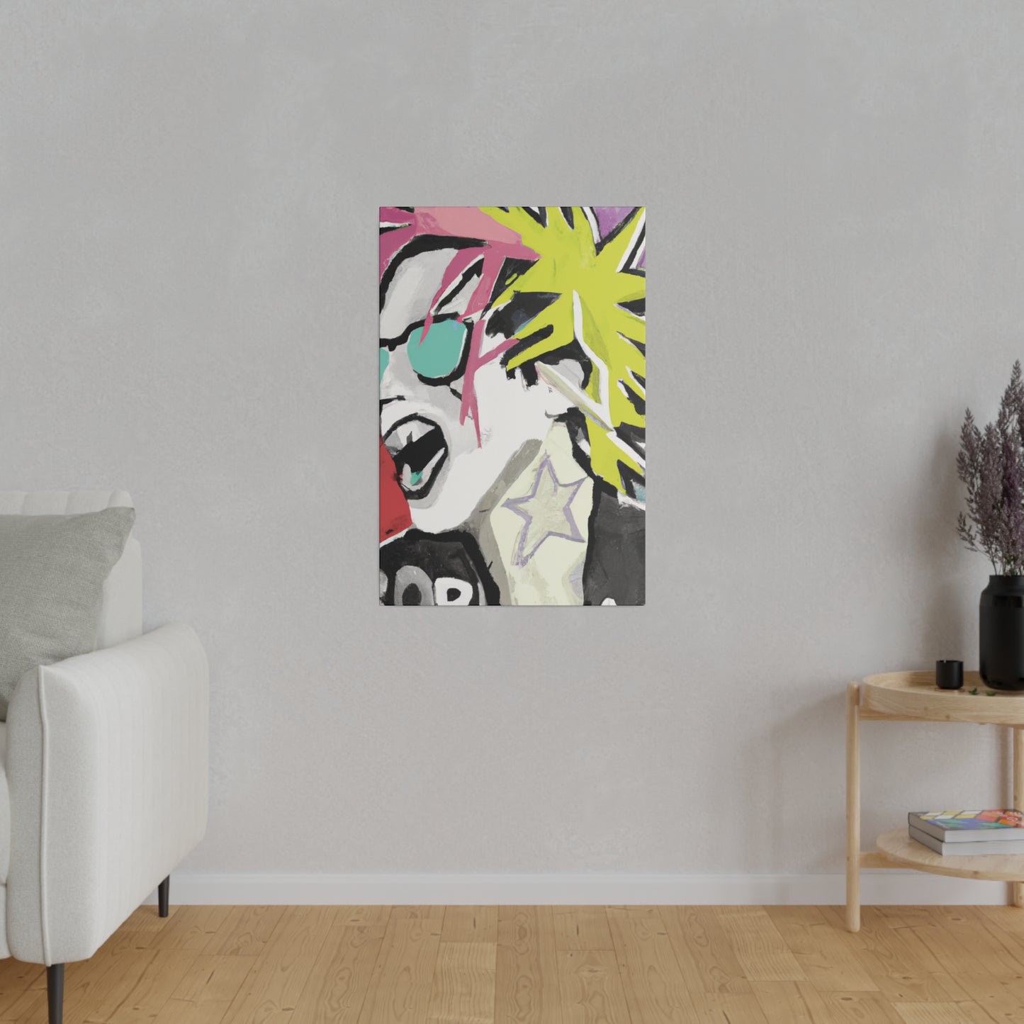 9589K - Rockstar Painting Print | Face | Abstract | Poster | Home Decor | Wall Art | Music Art | Canvas