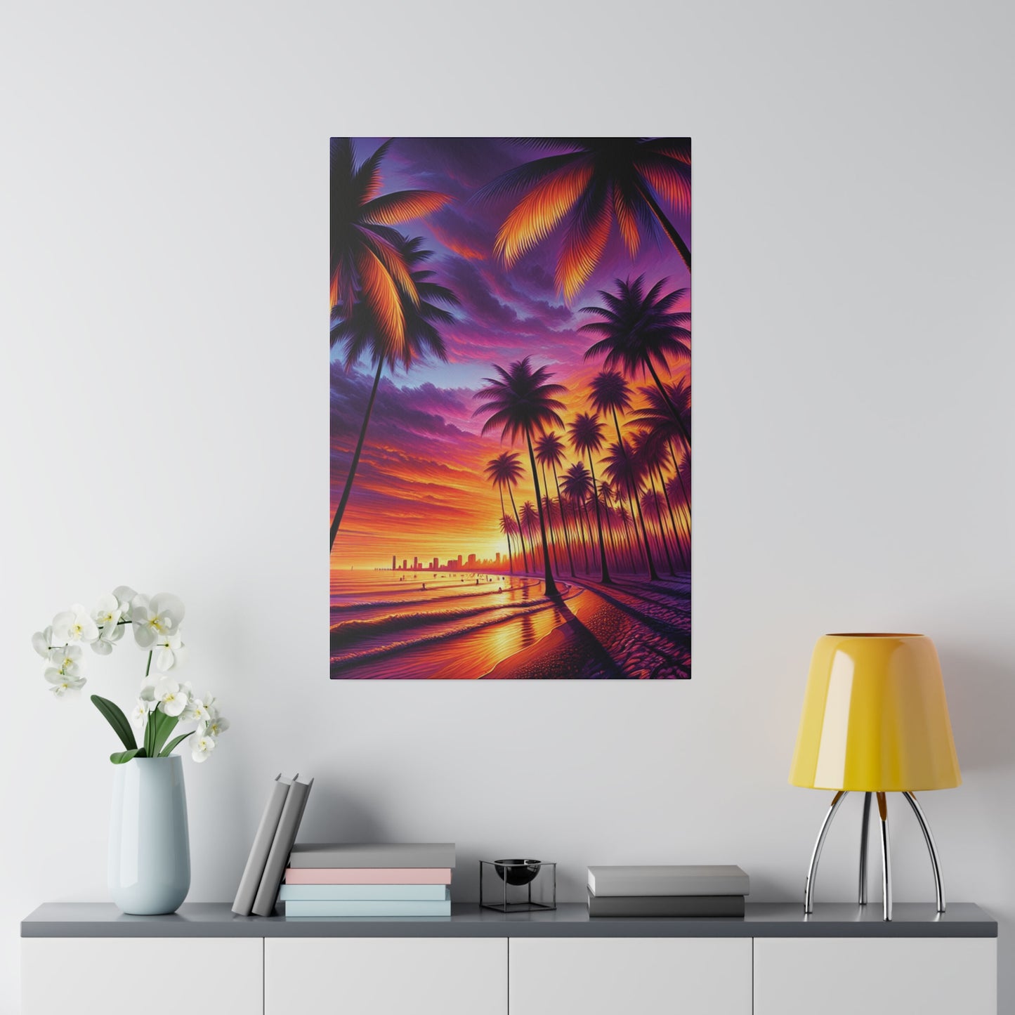 7329E - miami beach art, sunset background, ocean art work, beach art work, sunset designs, miami beach painting, miami beach print