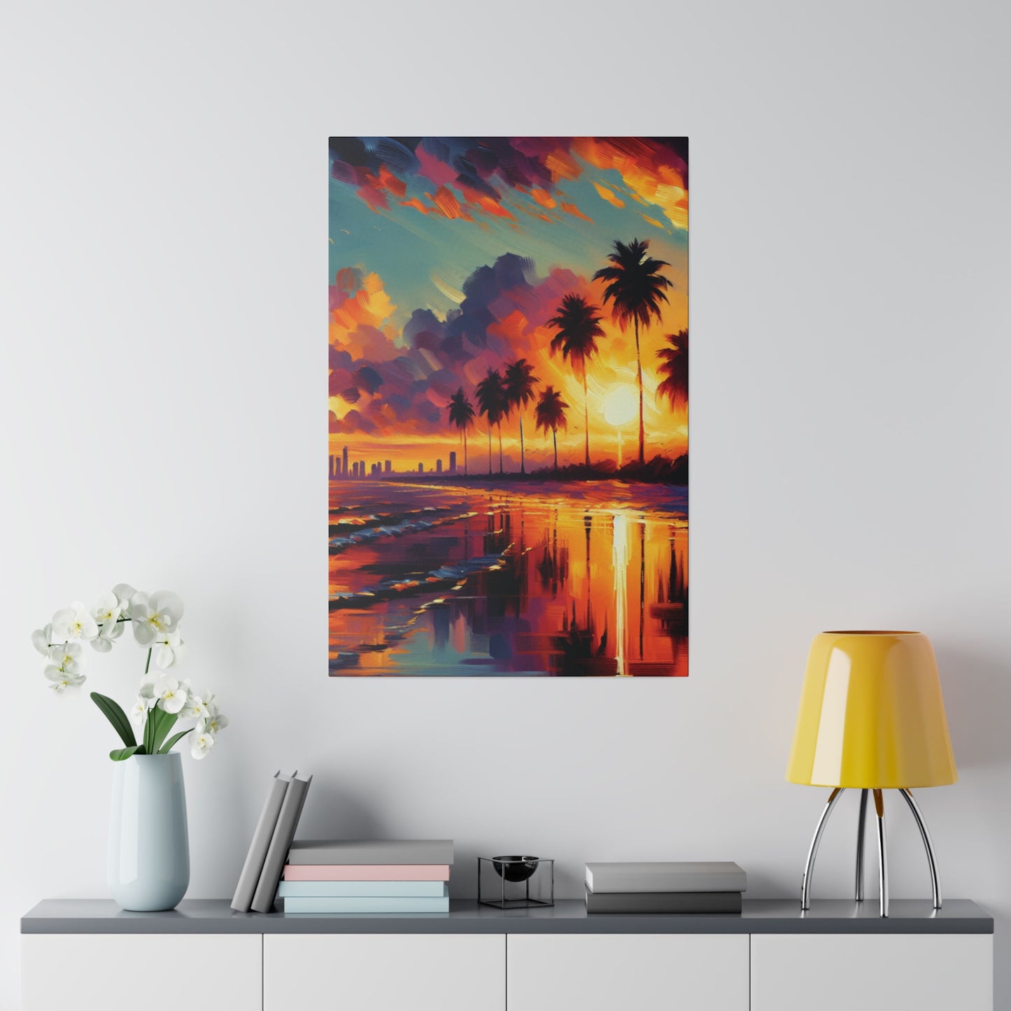 6720B - miami beach art, sunset background, ocean art work, beach art work, sunset designs, miami beach painting, miami beach print