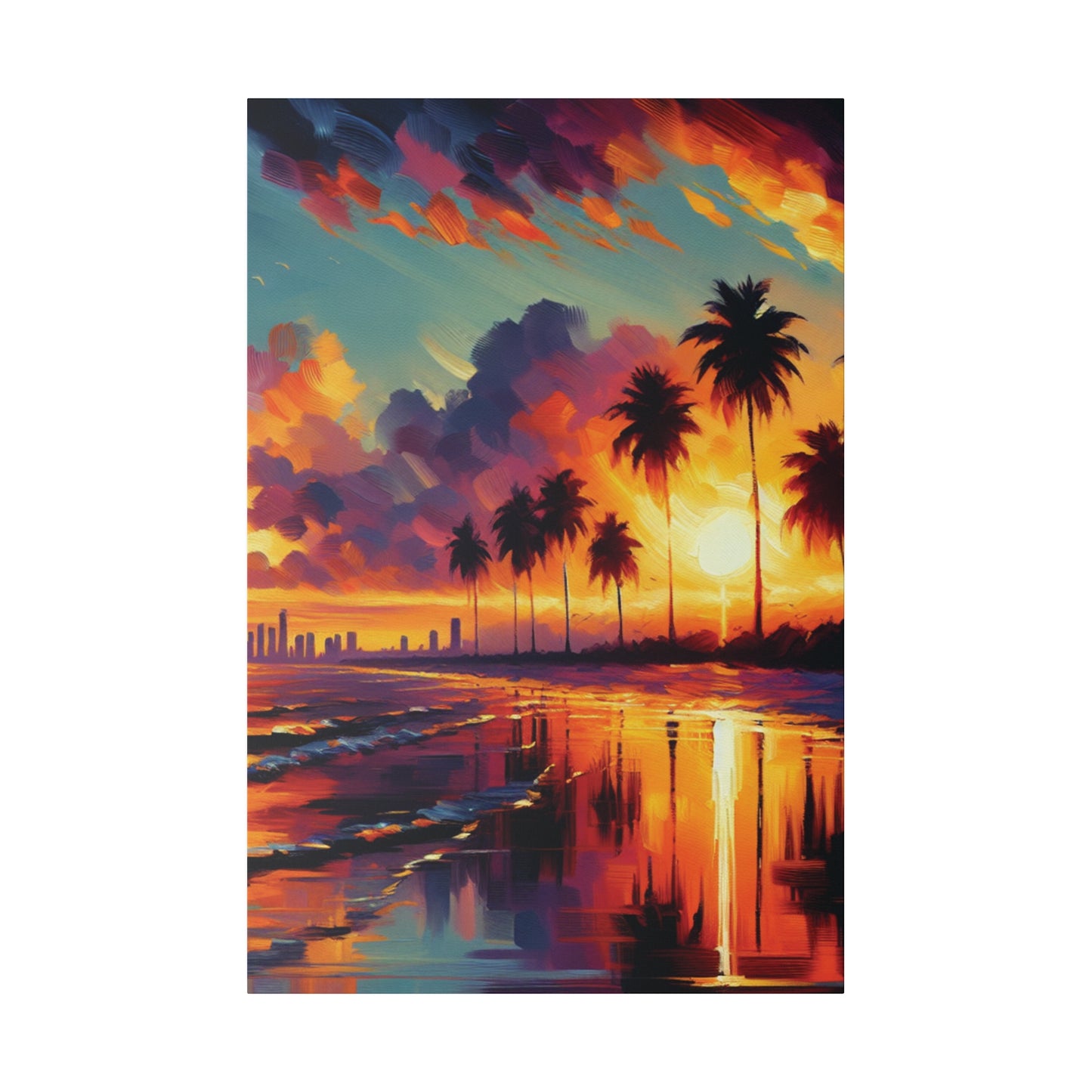 6720B - miami beach art, sunset background, ocean art work, beach art work, sunset designs, miami beach painting, miami beach print