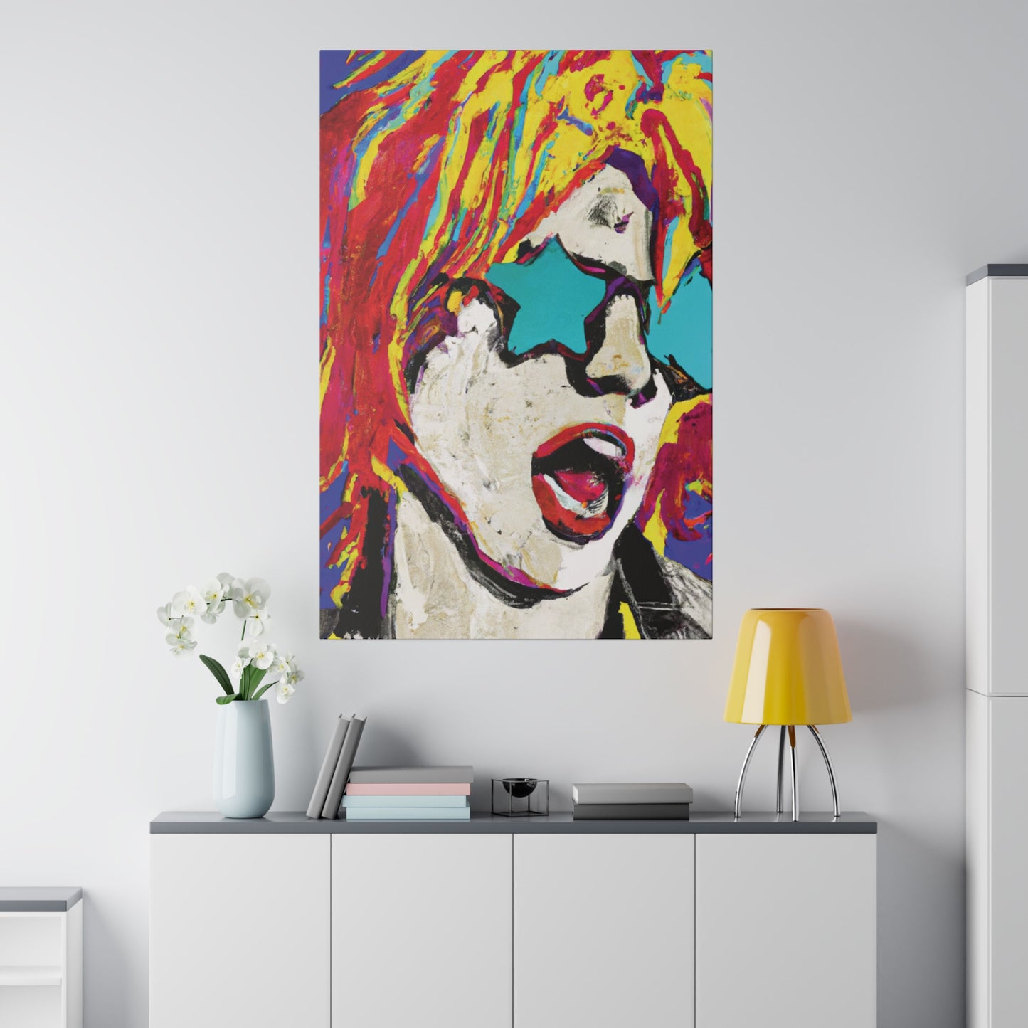 8876G - Rockstar Painting Print | Face | Abstract | Poster | Home Decor | Wall Art | Music Art | Canvas