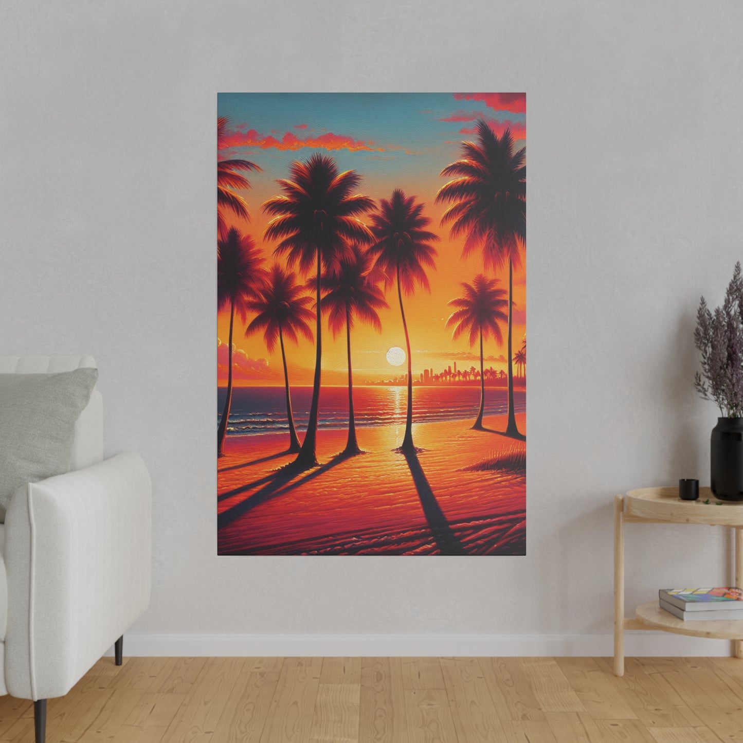 4387K - miami beach art, sunset background, ocean art work, beach art work, sunset designs, miami beach painting, miami beach print