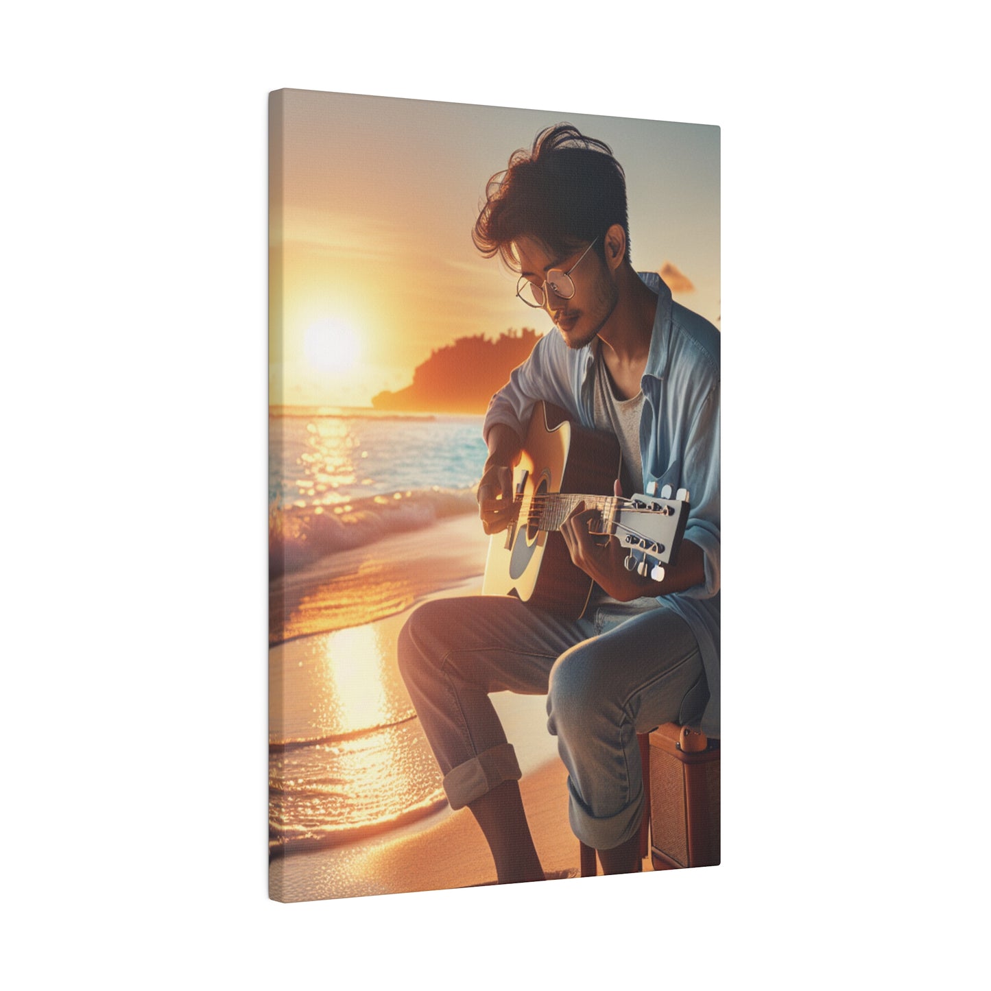 6284J - music art work, musician gift ideas, sunset background, sunset designs, ocean art work, beach art work, guitar art work, guitar player