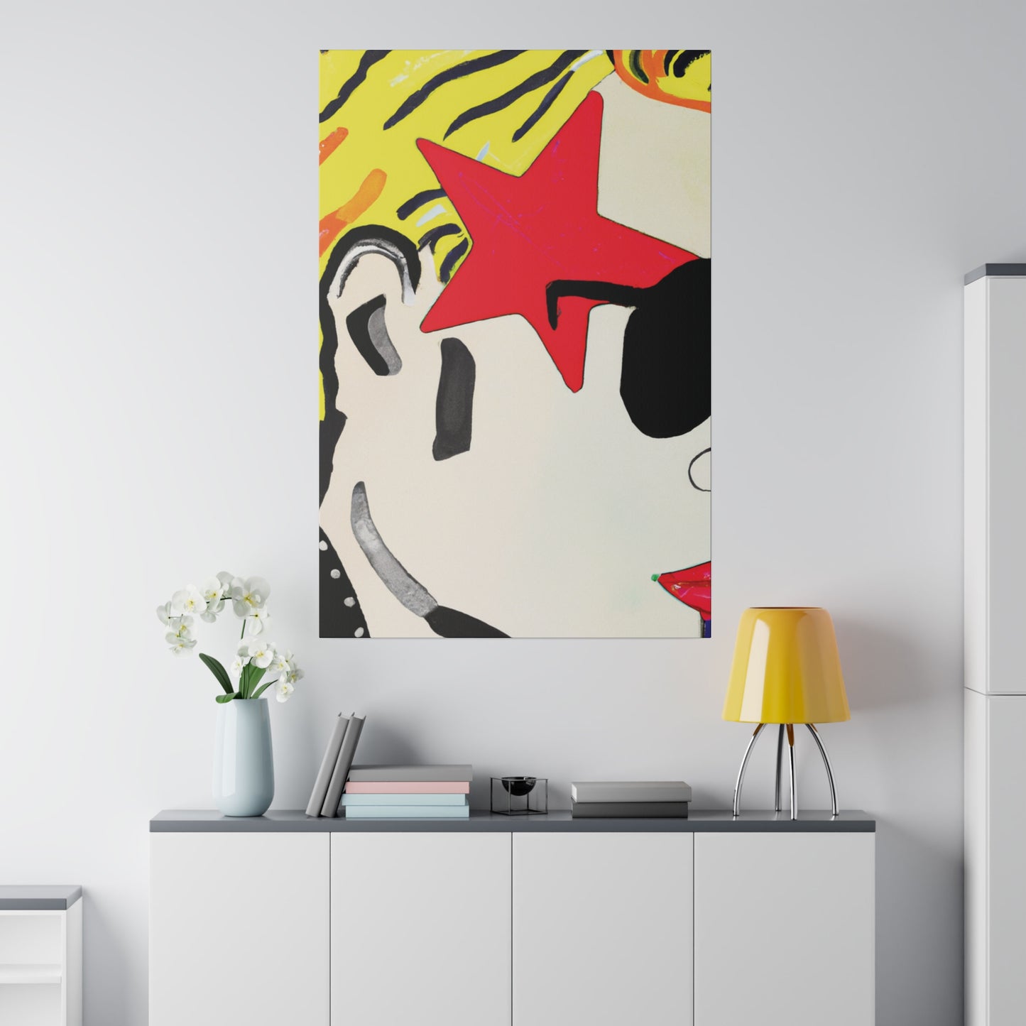 7291W - Rockstar Painting Print | Face | Abstract | Poster | Home Decor | Wall Art | Music Art | Canvas