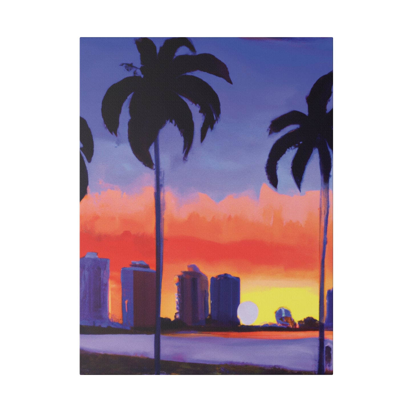 6829T - Miami Beach Sunset Painting Print | Miami | Beach | Sunset | Poster | Home Decor | Wall Art | Canvas