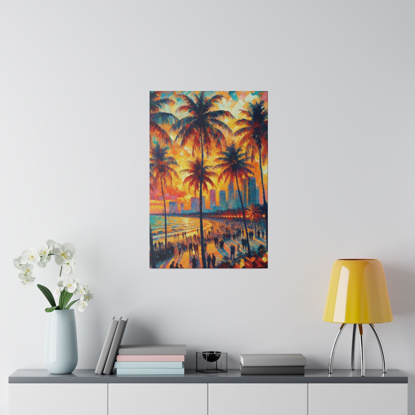 5318W - miami beach art, sunset background, ocean art work, beach art work, sunset designs, miami beach painting, miami beach print