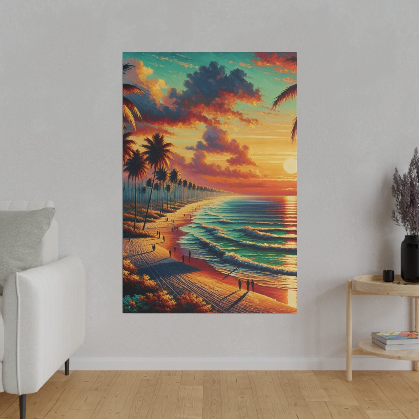 4832K - miami beach art, sunset background, ocean art work, beach art work, sunset designs, miami beach painting, miami beach print