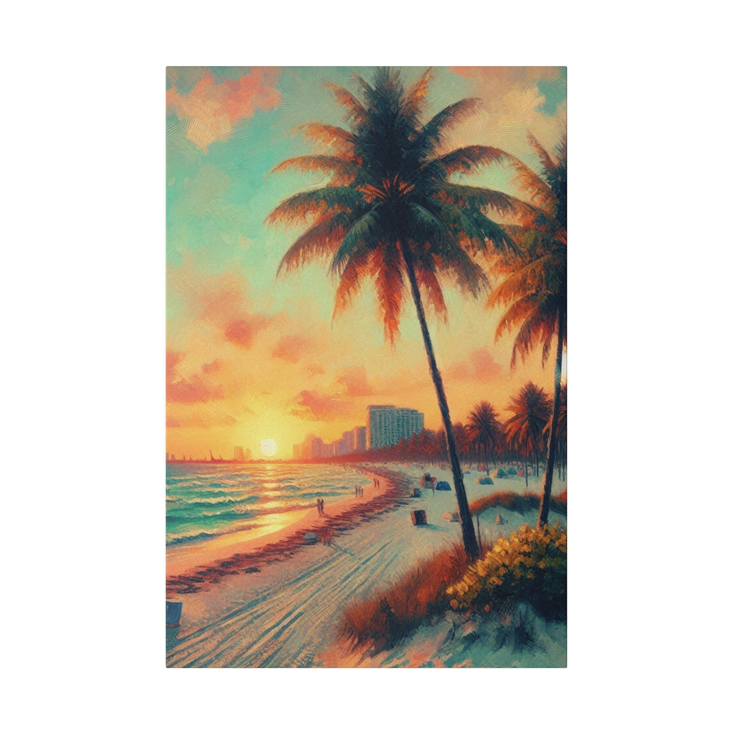 3782F - miami beach art, sunset background, ocean art work, beach art work, sunset designs, miami beach painting, miami beach print