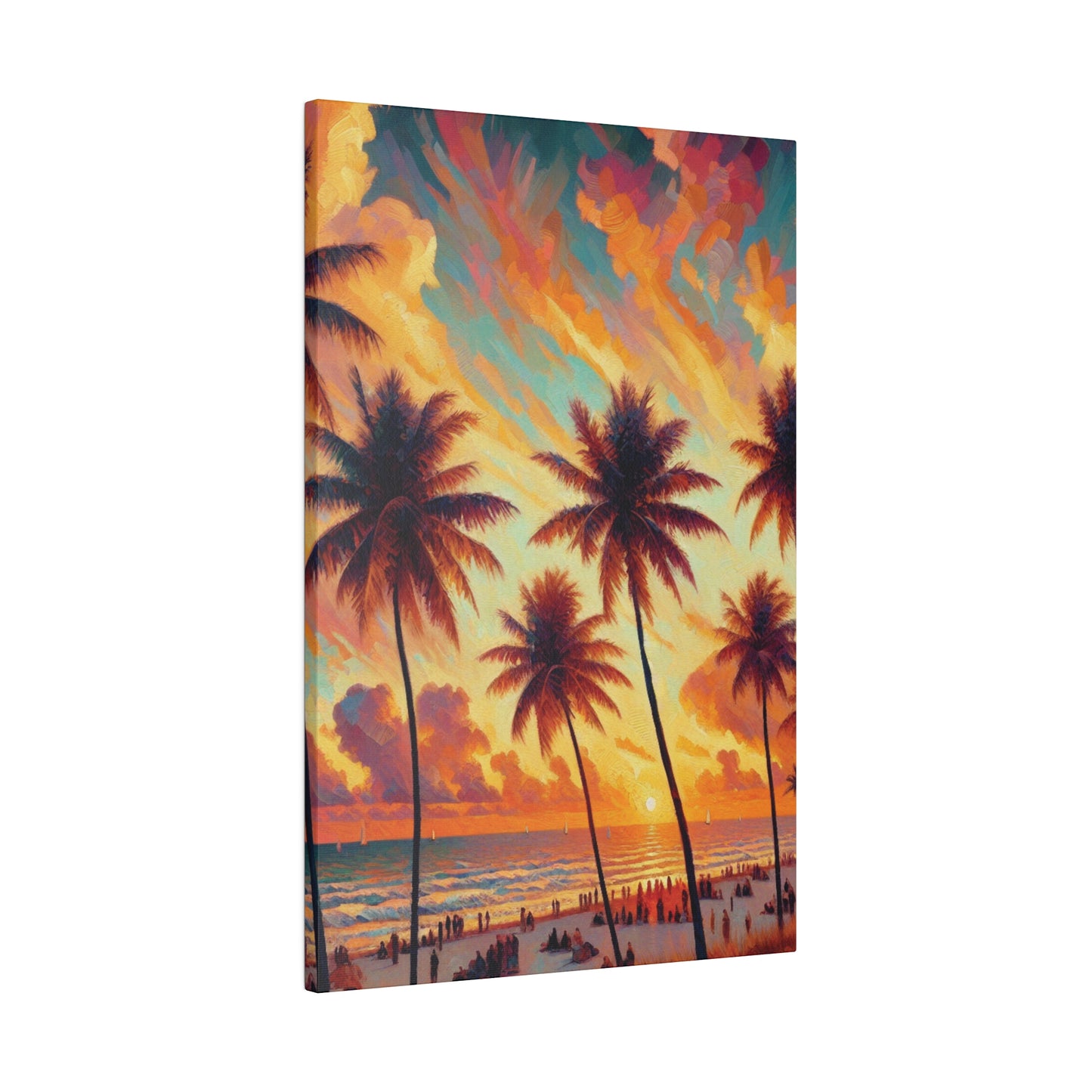 3247F - miami beach art, sunset background, ocean art work, beach art work, sunset designs, miami beach painting, miami beach print