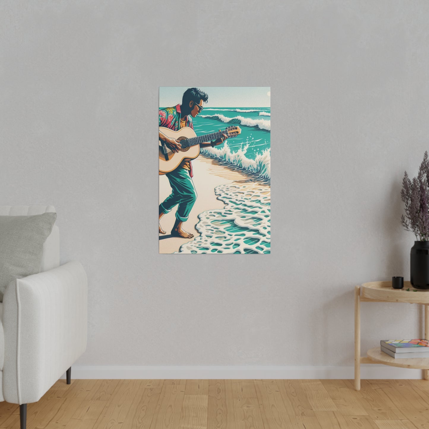 3826J - music art work, musician gift ideas, sunset background, sunset designs, ocean art work, beach art work, guitar art work, guitar player