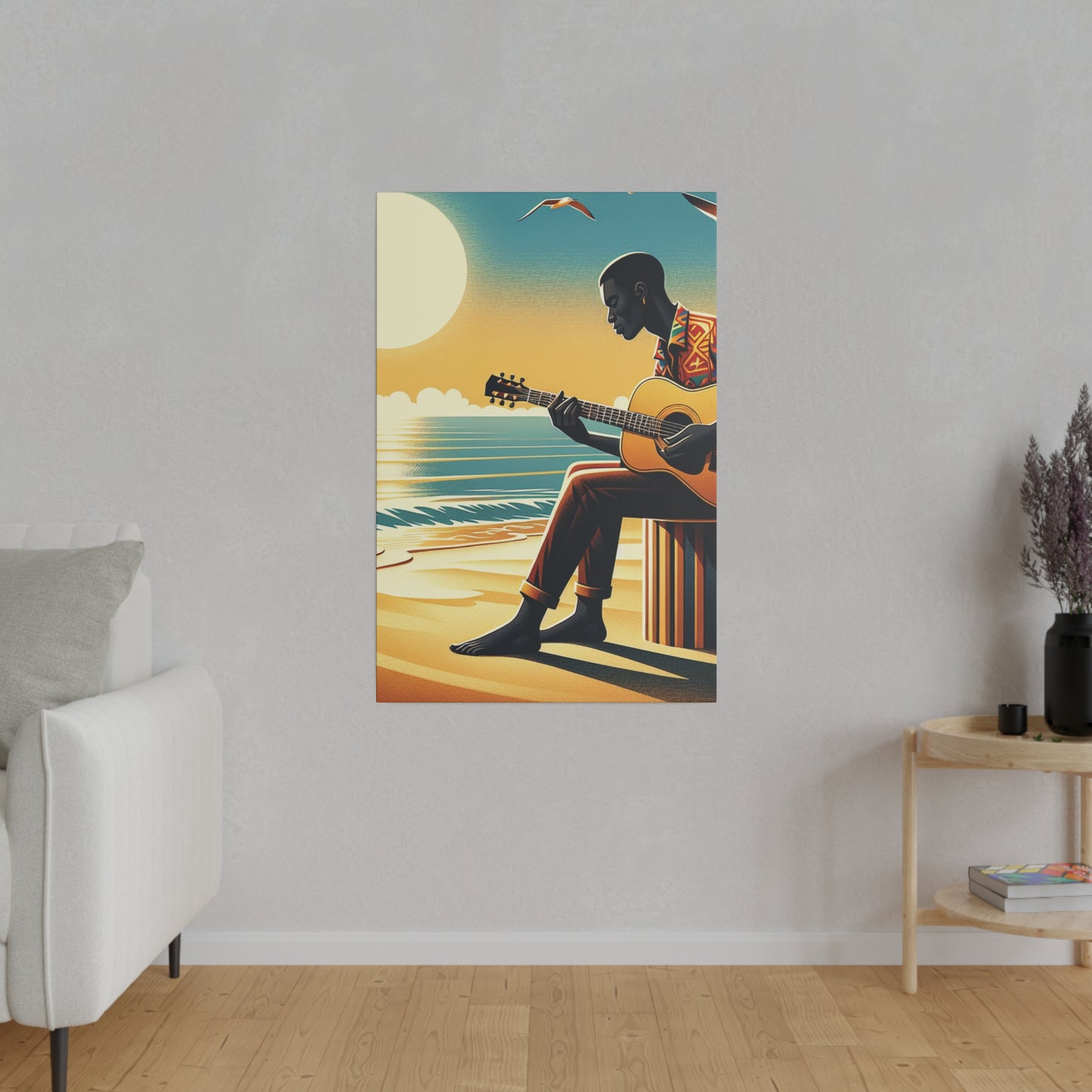 3127J - music art work, musician gift ideas, sunset background, sunset designs, ocean art work, beach art work, guitar art work, guitar player