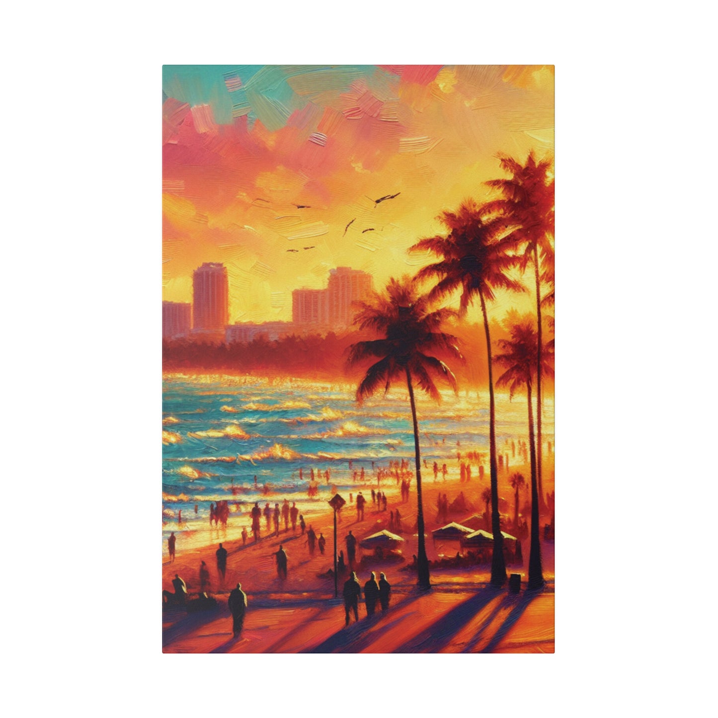 7693W - miami beach art, sunset background, ocean art work, beach art work, sunset designs, miami beach painting, miami beach print