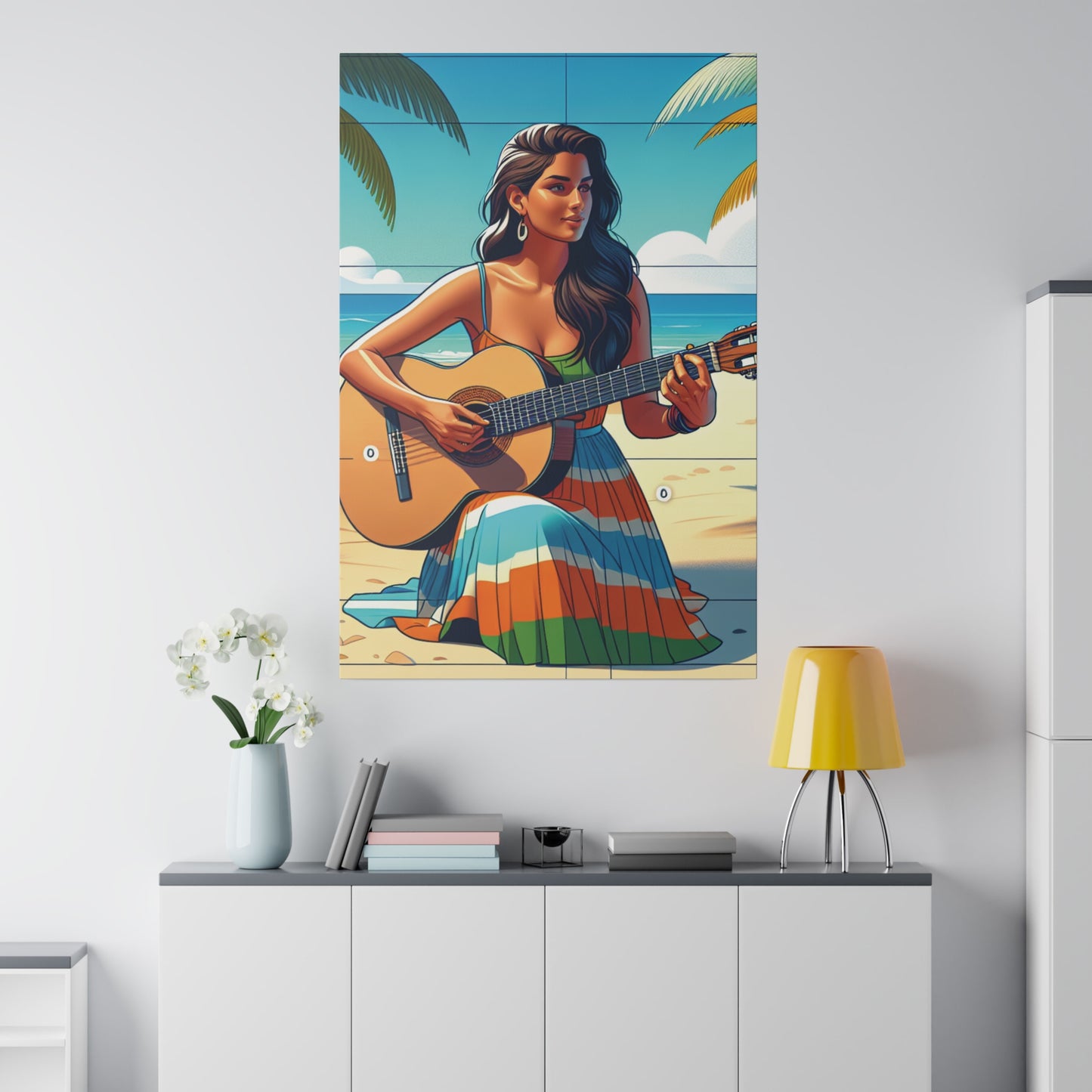 3267J - music art work, musician gift ideas, sunset background, sunset designs, ocean art work, beach art work, guitar art work, guitar player