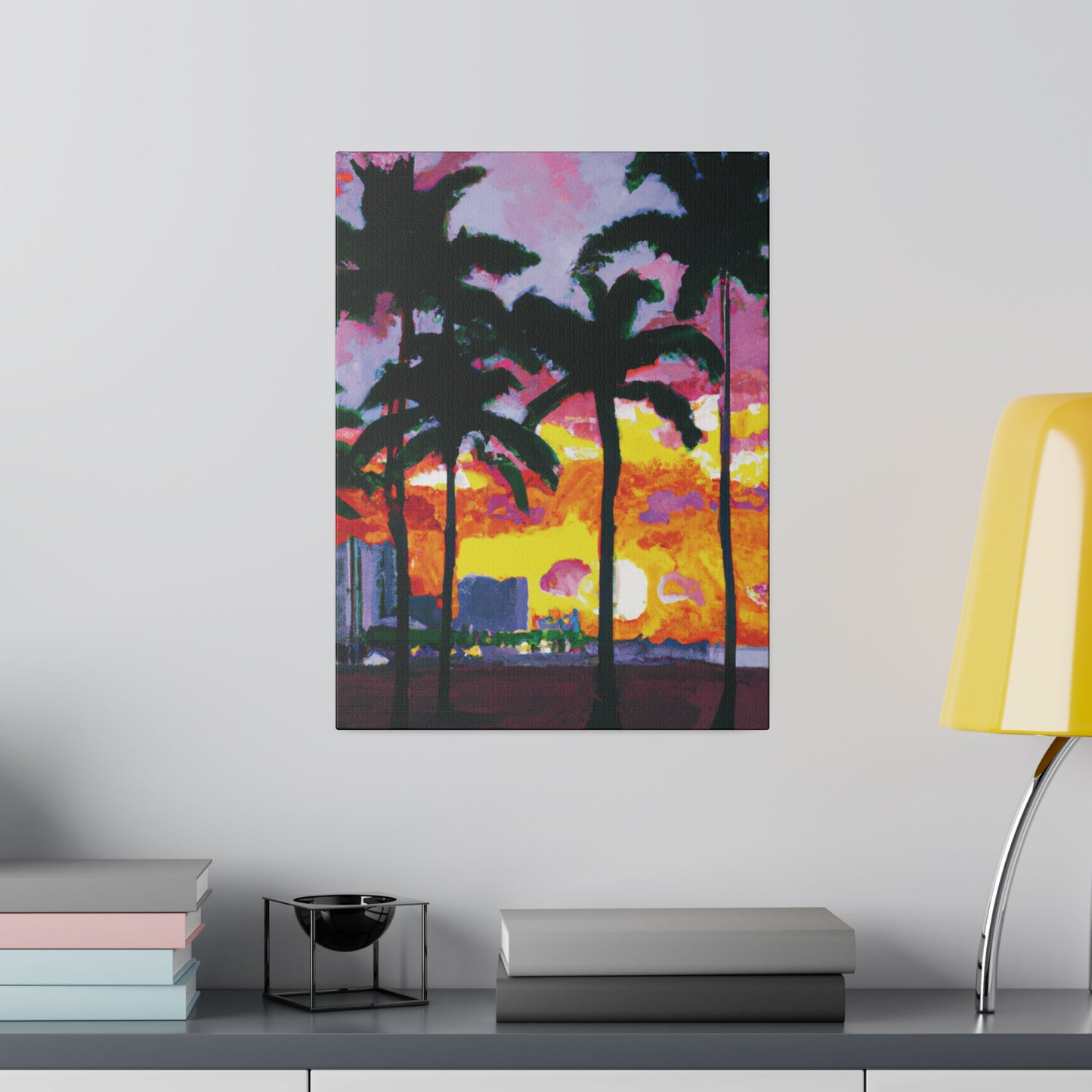 6342T - Miami Beach Sunset Painting Print | Miami | Beach | Sunset | Poster | Home Decor | Wall Art | Canvas