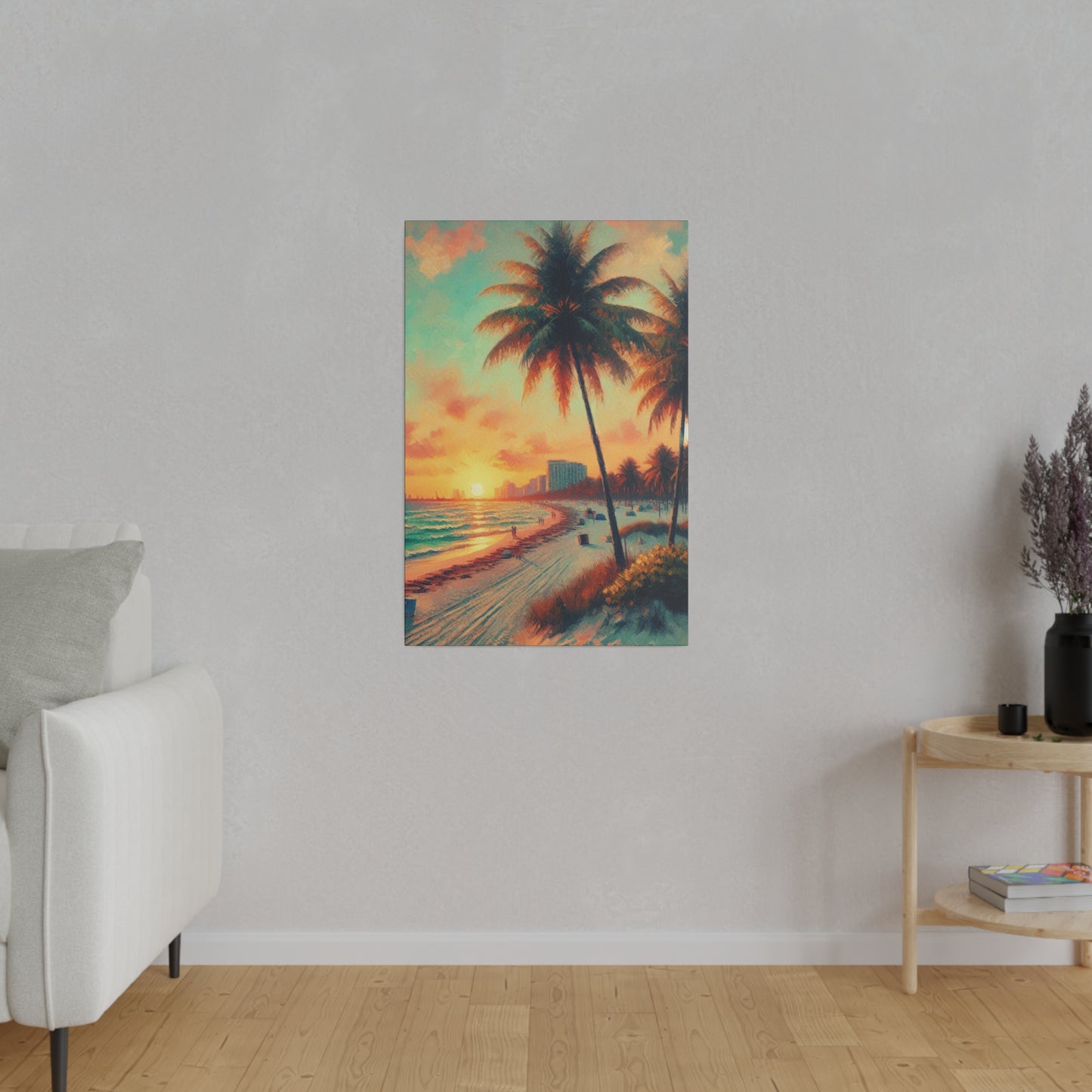 3782F - miami beach art, sunset background, ocean art work, beach art work, sunset designs, miami beach painting, miami beach print