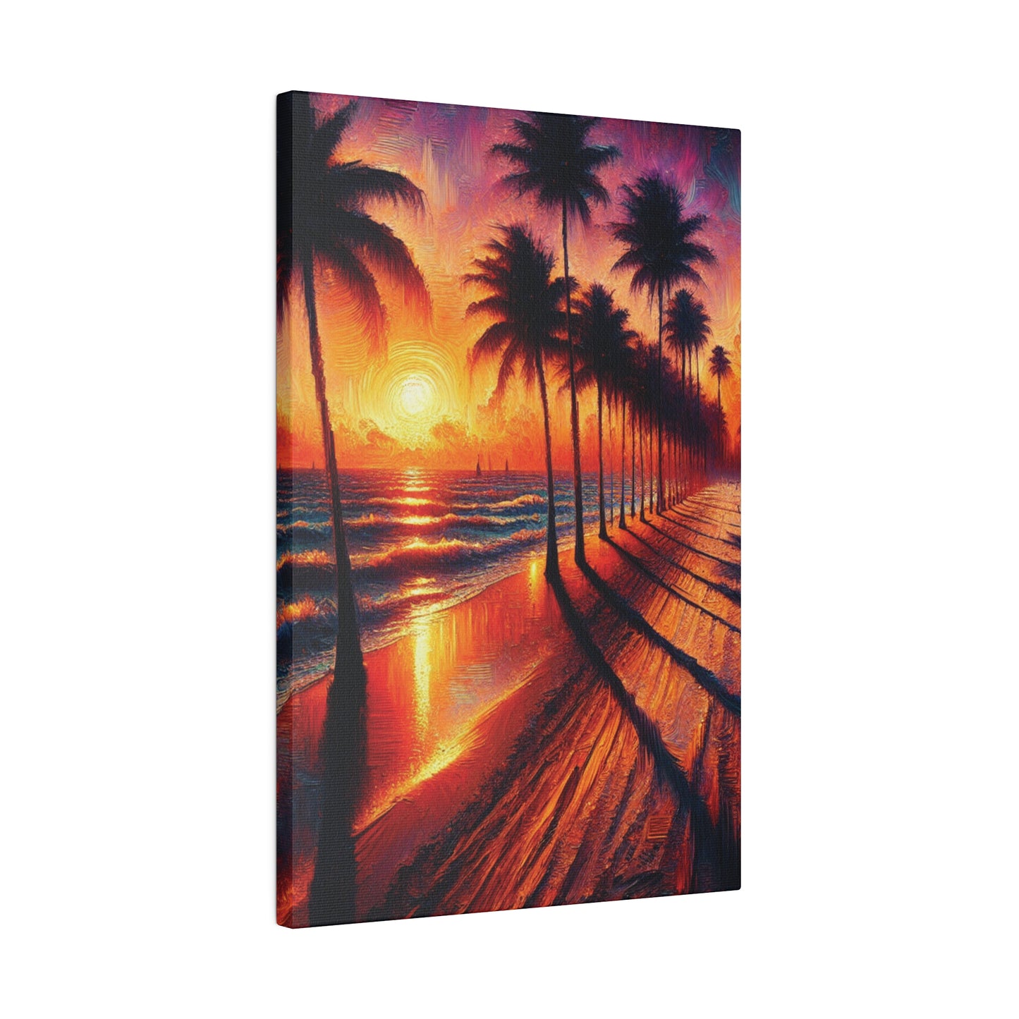 7132Q - miami beach art, sunset background, ocean art work, beach art work, sunset designs, miami beach painting, miami beach print