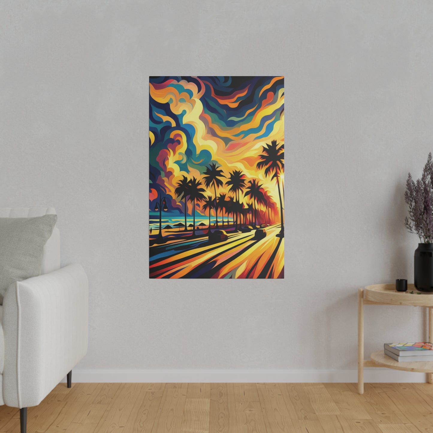 3587J - miami beach art, sunset background, ocean art work, beach art work, sunset designs, miami beach painting, miami beach print