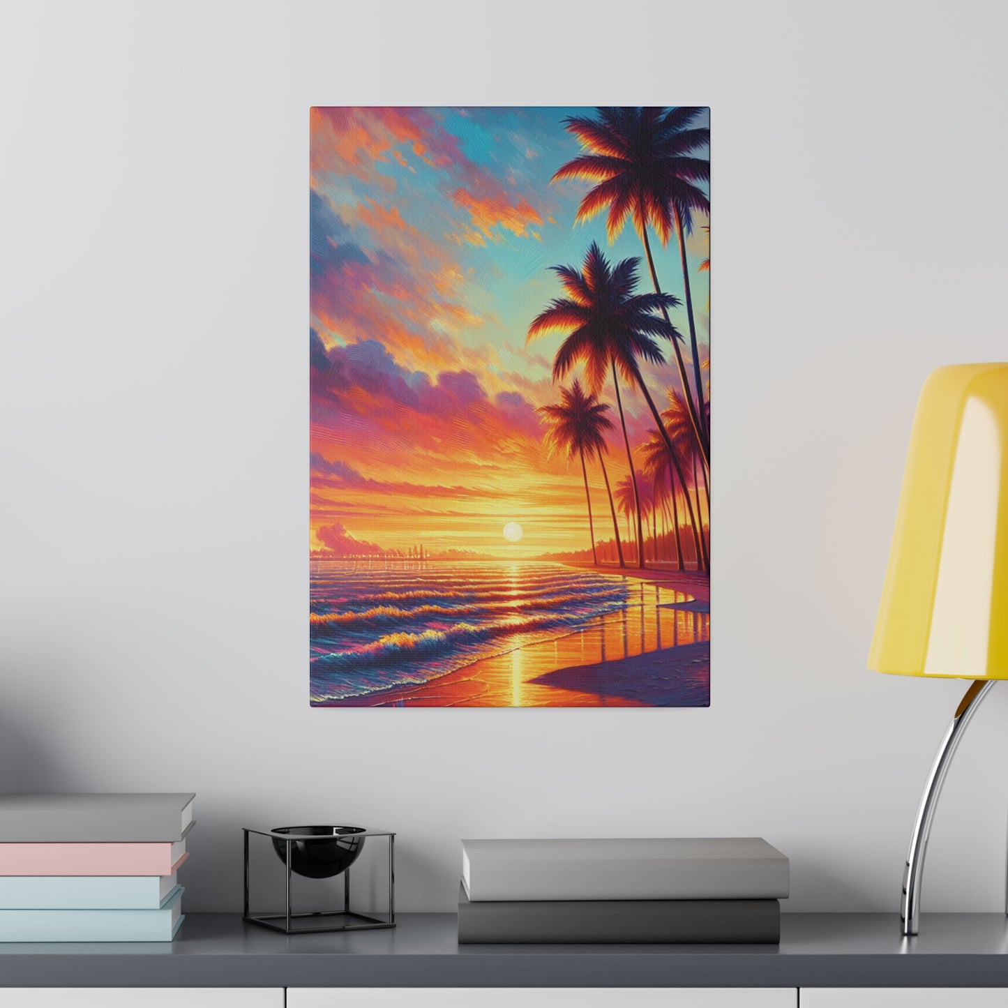 2398K - miami beach art, sunset background, ocean art work, beach art work, sunset designs, miami beach painting, miami beach print