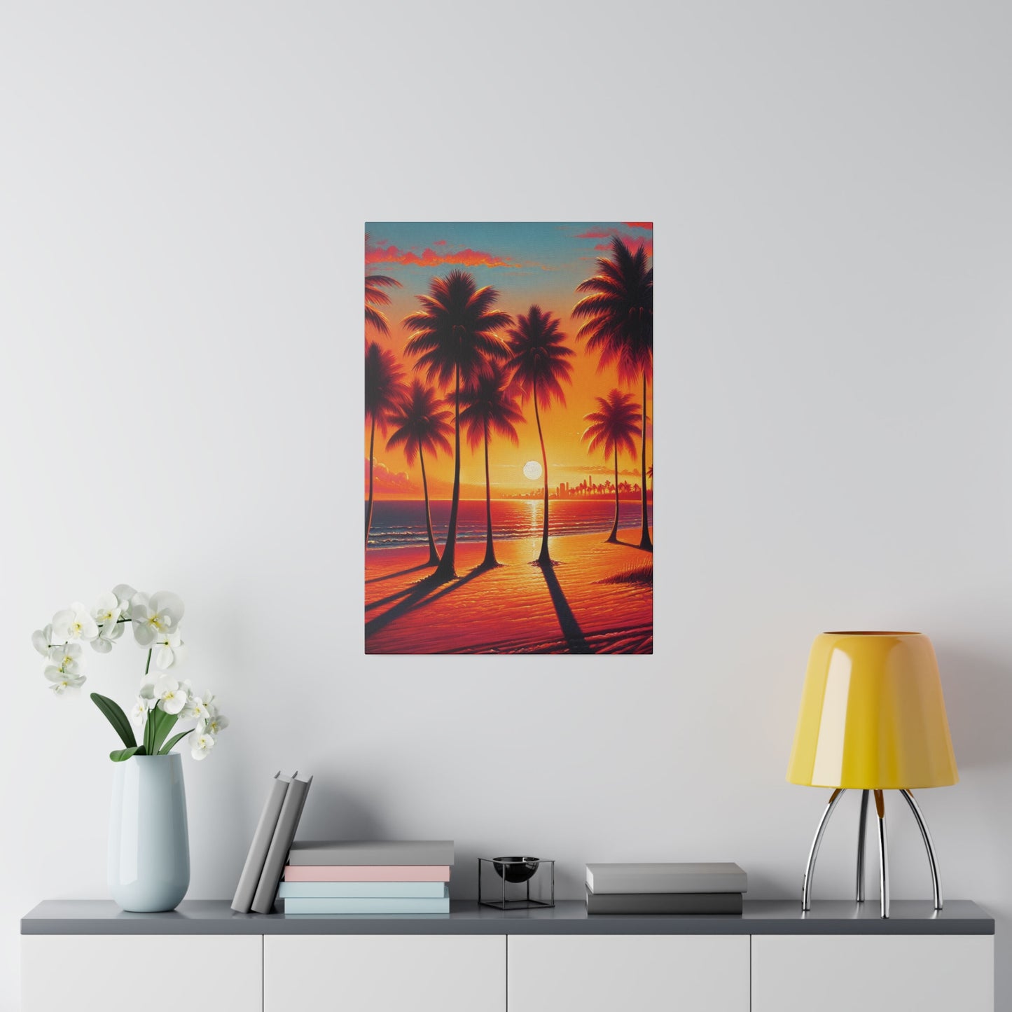 4387K - miami beach art, sunset background, ocean art work, beach art work, sunset designs, miami beach painting, miami beach print