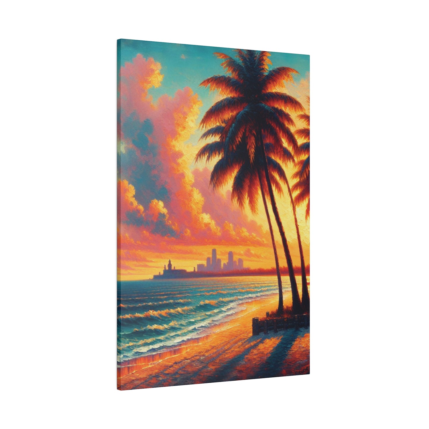 4593M - miami beach art, sunset background, ocean art work, beach art work, sunset designs, miami beach painting, miami beach print