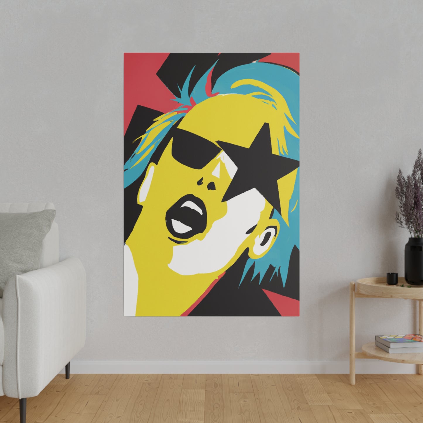 3688R - Rockstar Painting Print | Face | Abstract | Poster | Home Decor | Wall Art | Music Art | Canvas