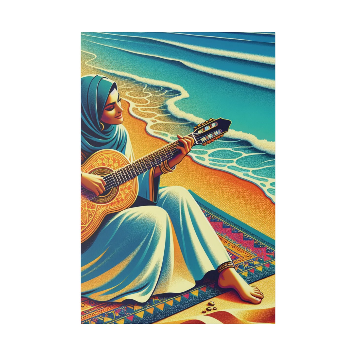 3129B - music art work, musician gift ideas, sunset background, sunset designs, ocean art work, beach art work, guitar art work, guitar player