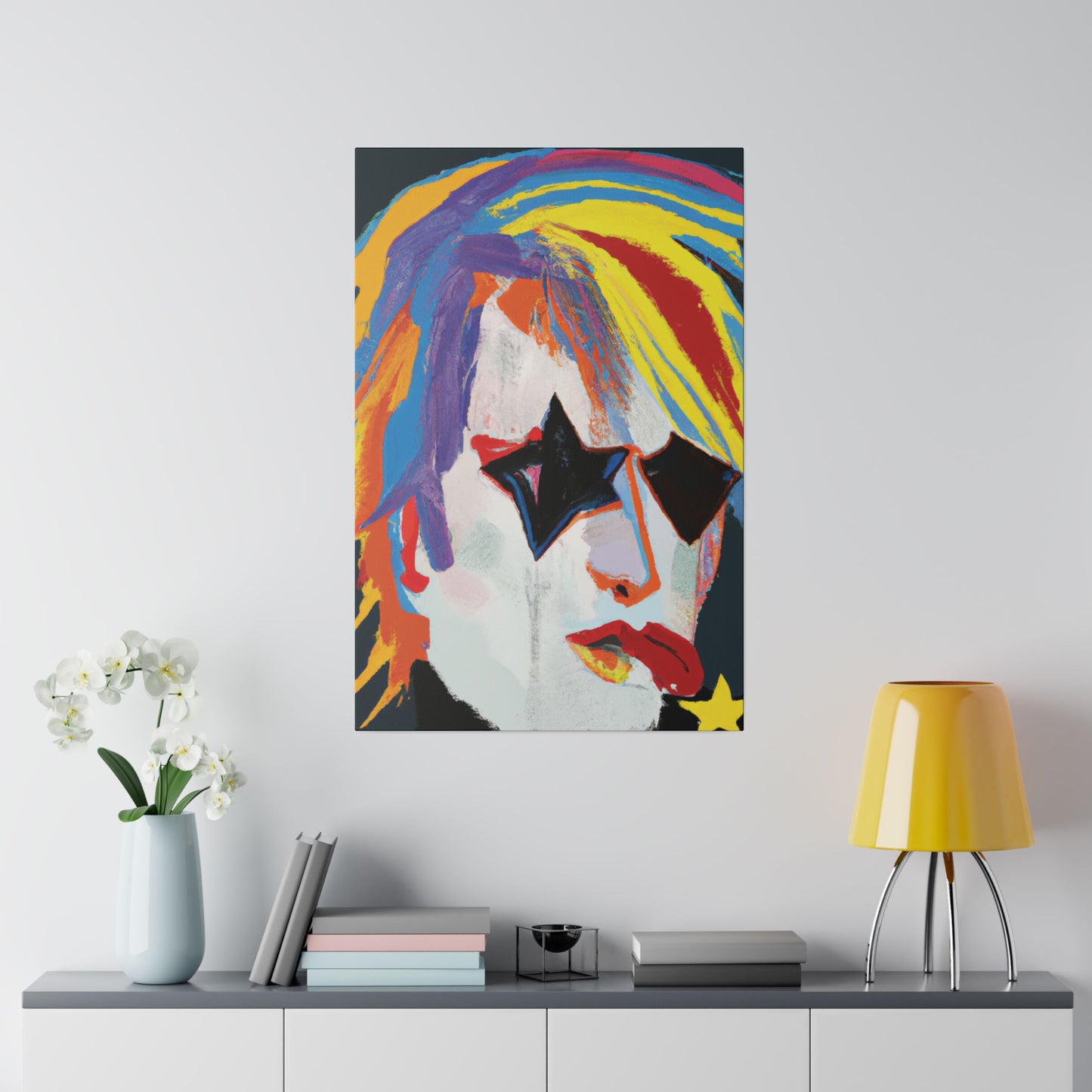 5673A - Rockstar Painting Print | Face | Abstract | Poster | Home Decor | Wall Art | Music Art | Canvas