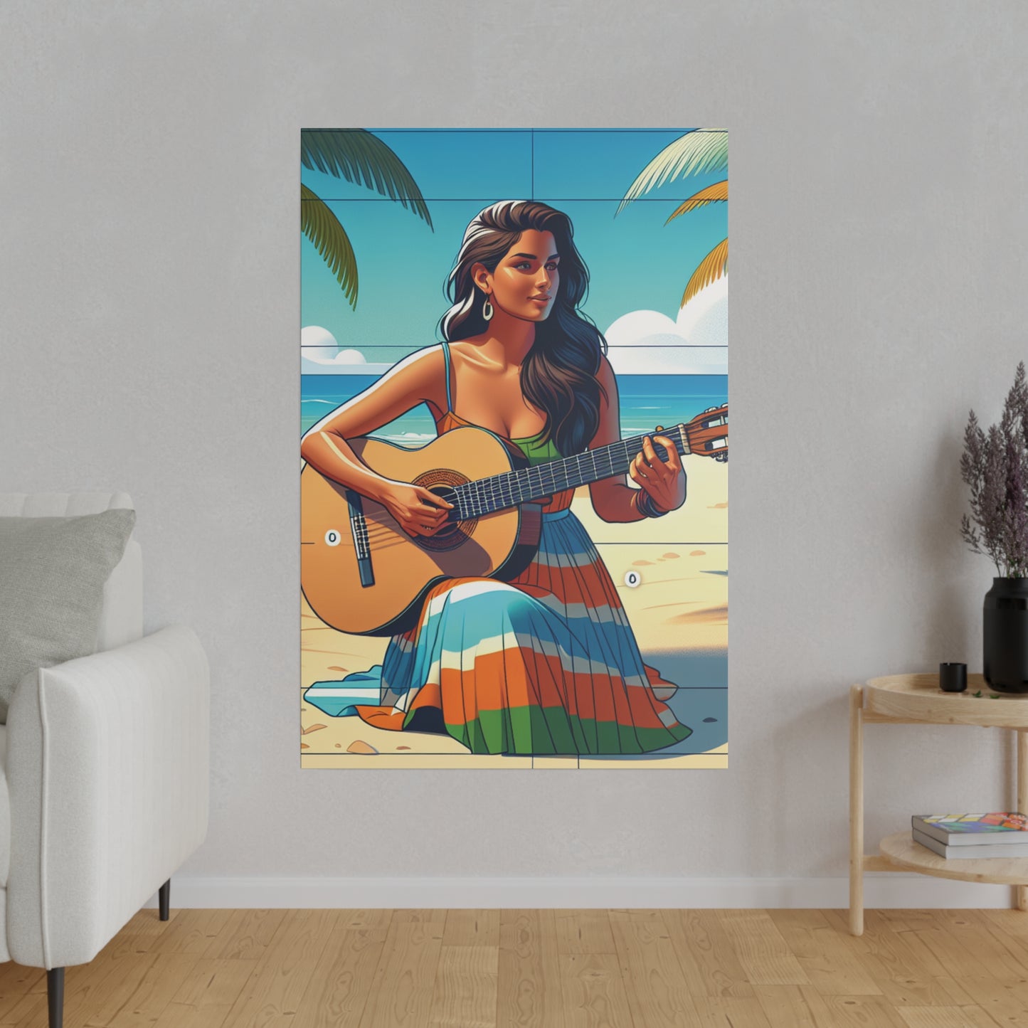 3267J - music art work, musician gift ideas, sunset background, sunset designs, ocean art work, beach art work, guitar art work, guitar player