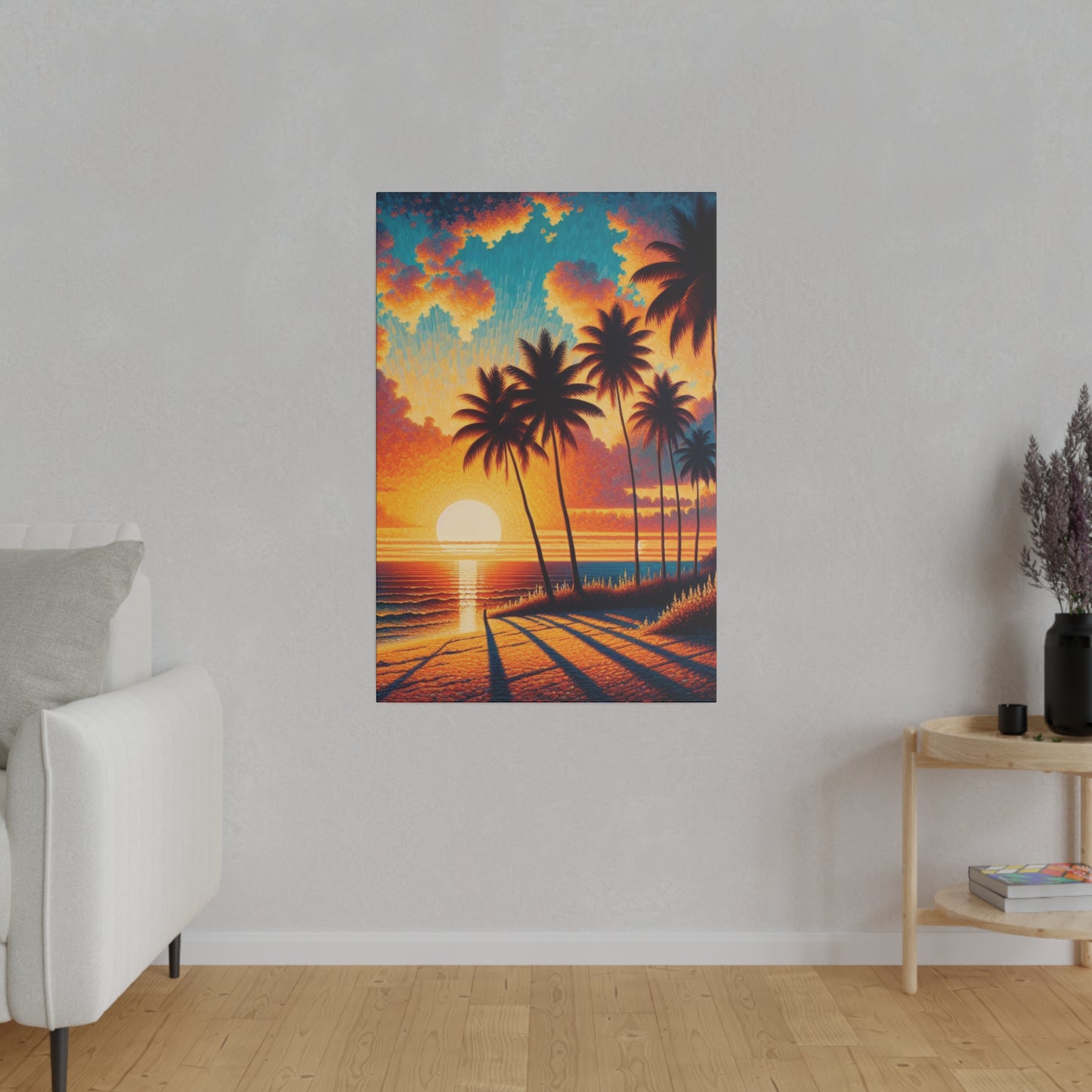 6923K - miami beach art, sunset background, ocean art work, beach art work, sunset designs, miami beach painting, miami beach print