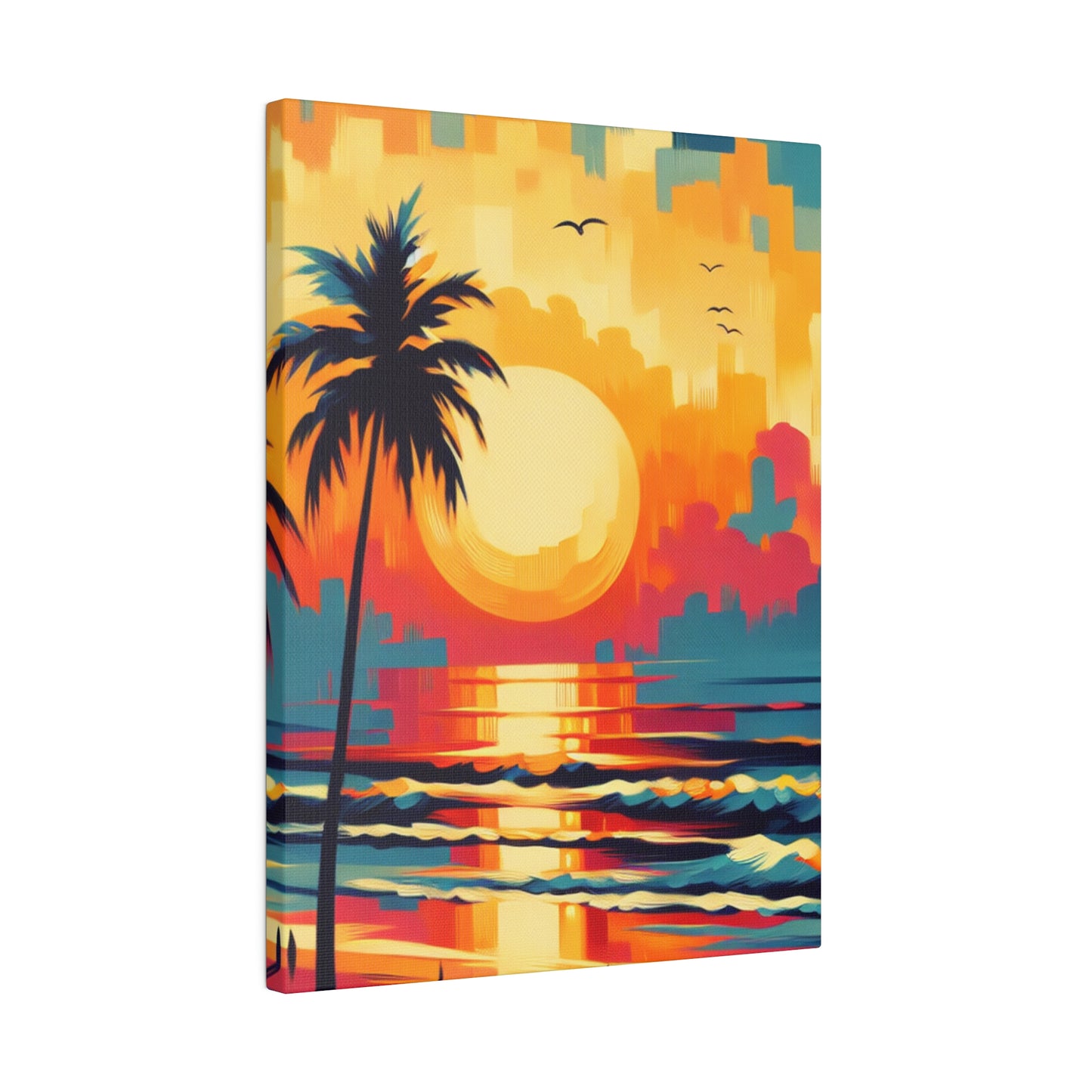 6284F - Miami Beach Sunset Painting Print | Miami | Beach | Sunset | Poster | Home Decor | Wall Art | Canvas