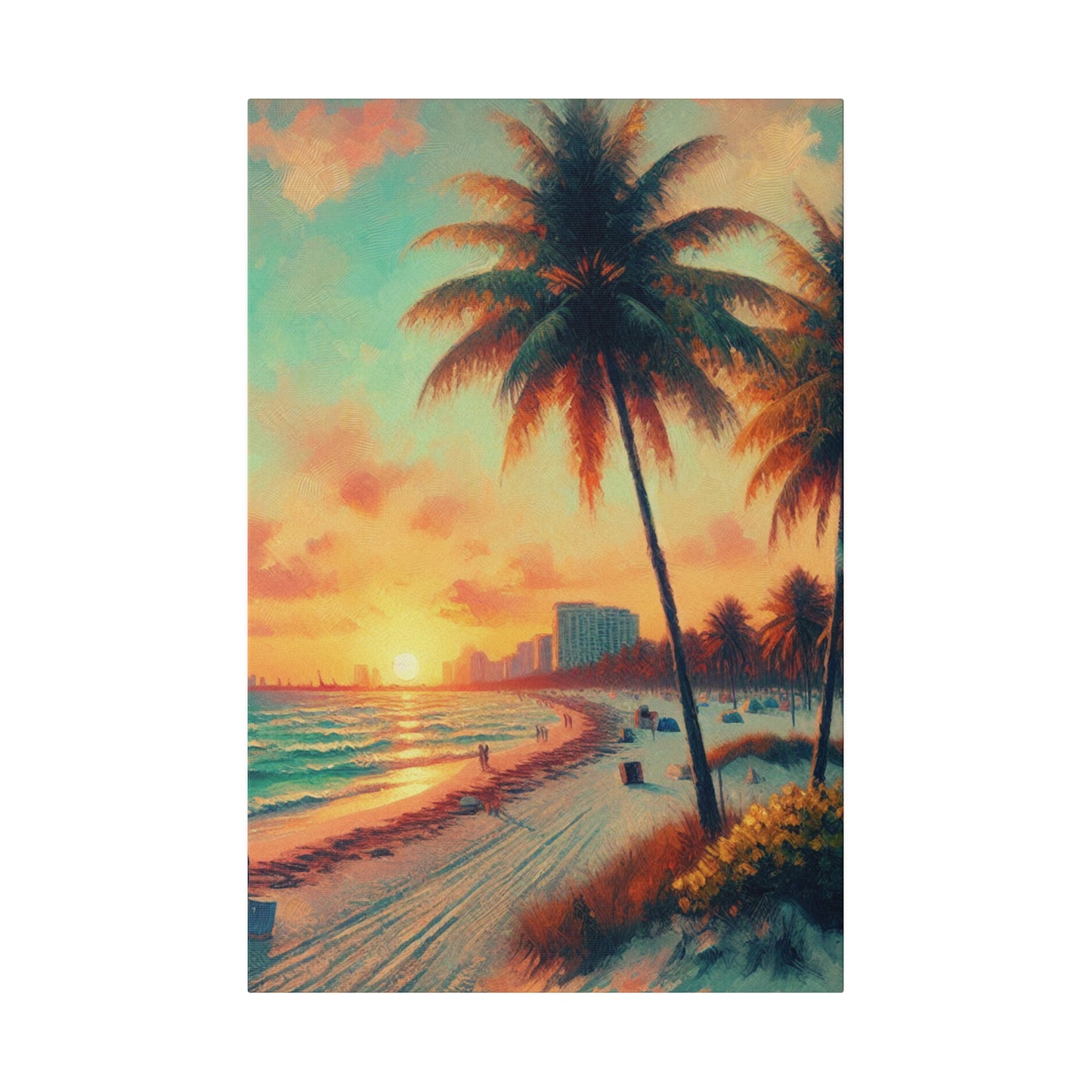 3782F - miami beach art, sunset background, ocean art work, beach art work, sunset designs, miami beach painting, miami beach print