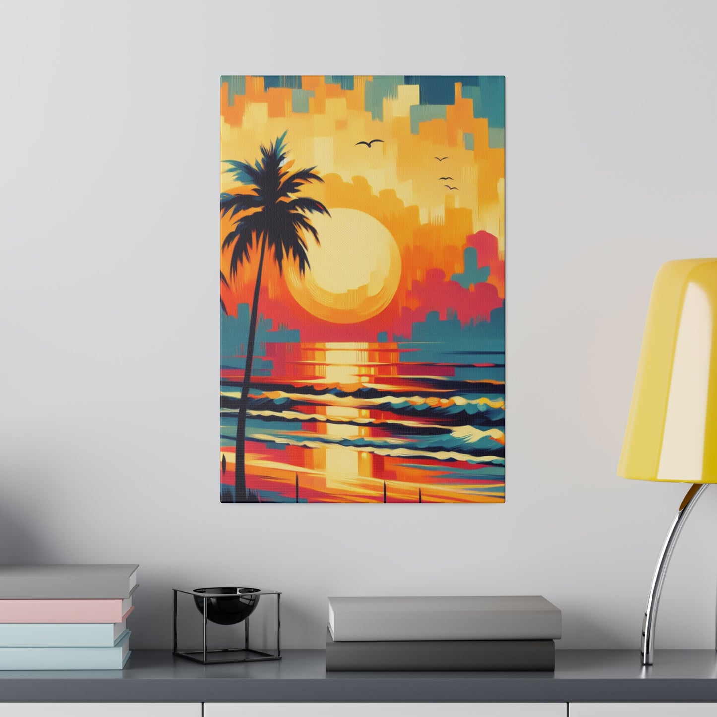 6284F - Miami Beach Sunset Painting Print | Miami | Beach | Sunset | Poster | Home Decor | Wall Art | Canvas