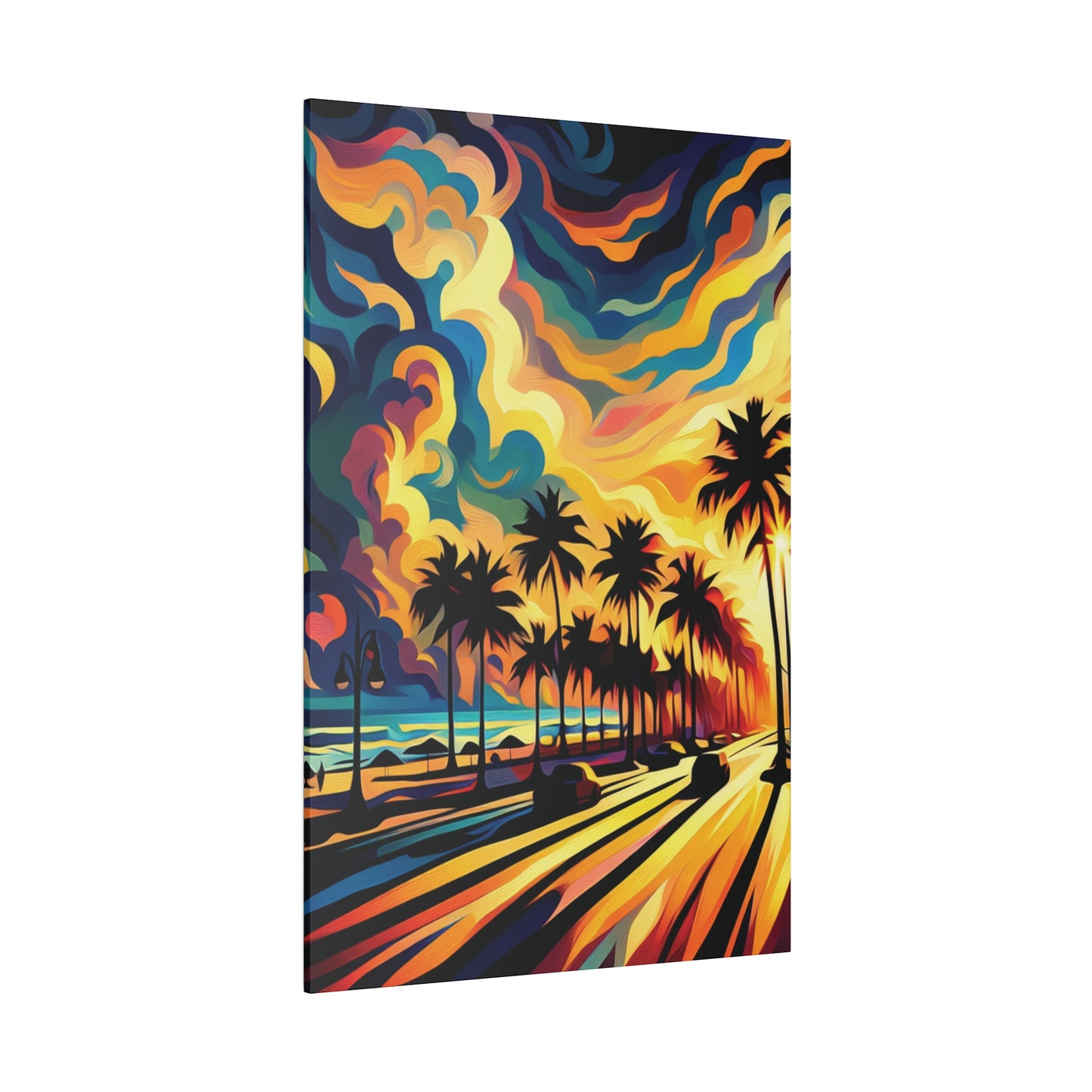 3587J - miami beach art, sunset background, ocean art work, beach art work, sunset designs, miami beach painting, miami beach print