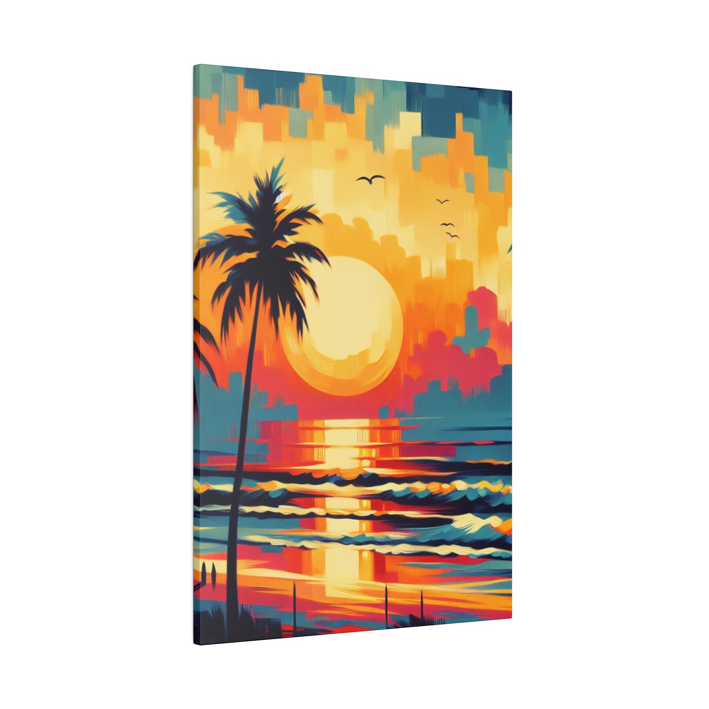 6284F - Miami Beach Sunset Painting Print | Miami | Beach | Sunset | Poster | Home Decor | Wall Art | Canvas