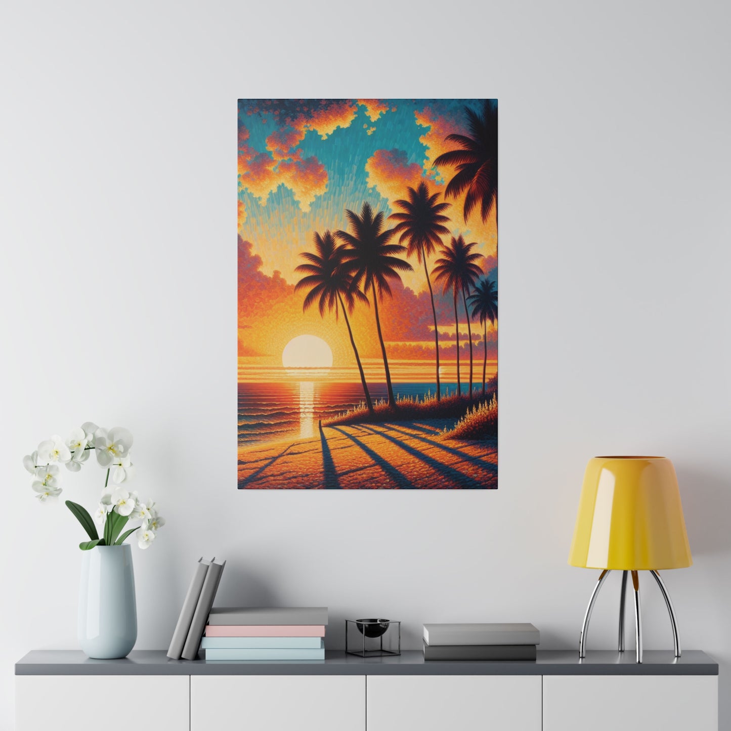 6923K - miami beach art, sunset background, ocean art work, beach art work, sunset designs, miami beach painting, miami beach print