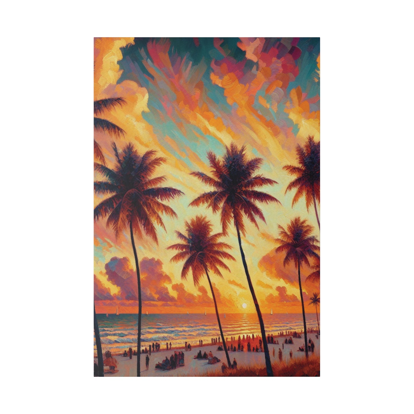 3247F - miami beach art, sunset background, ocean art work, beach art work, sunset designs, miami beach painting, miami beach print