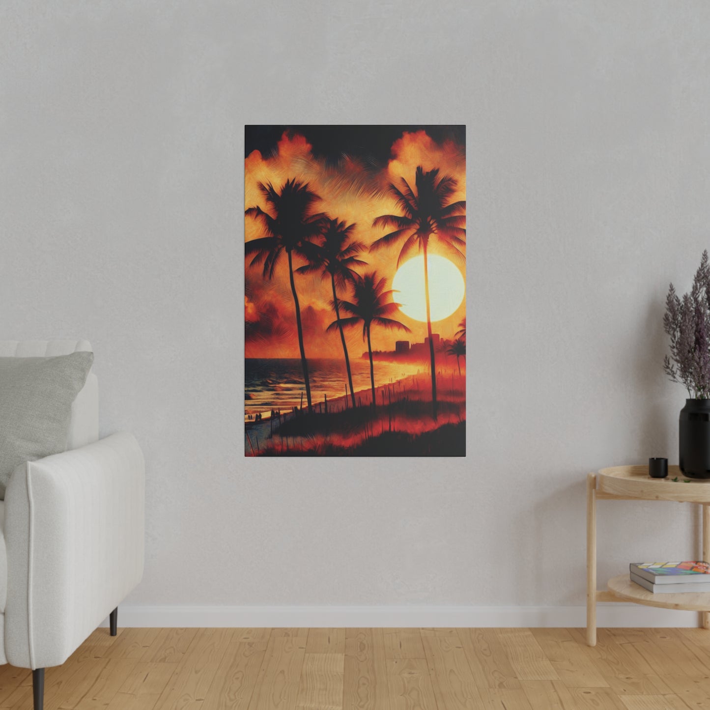 7135K - miami beach art, sunset background, ocean art work, beach art work, sunset designs, miami beach painting, miami beach print