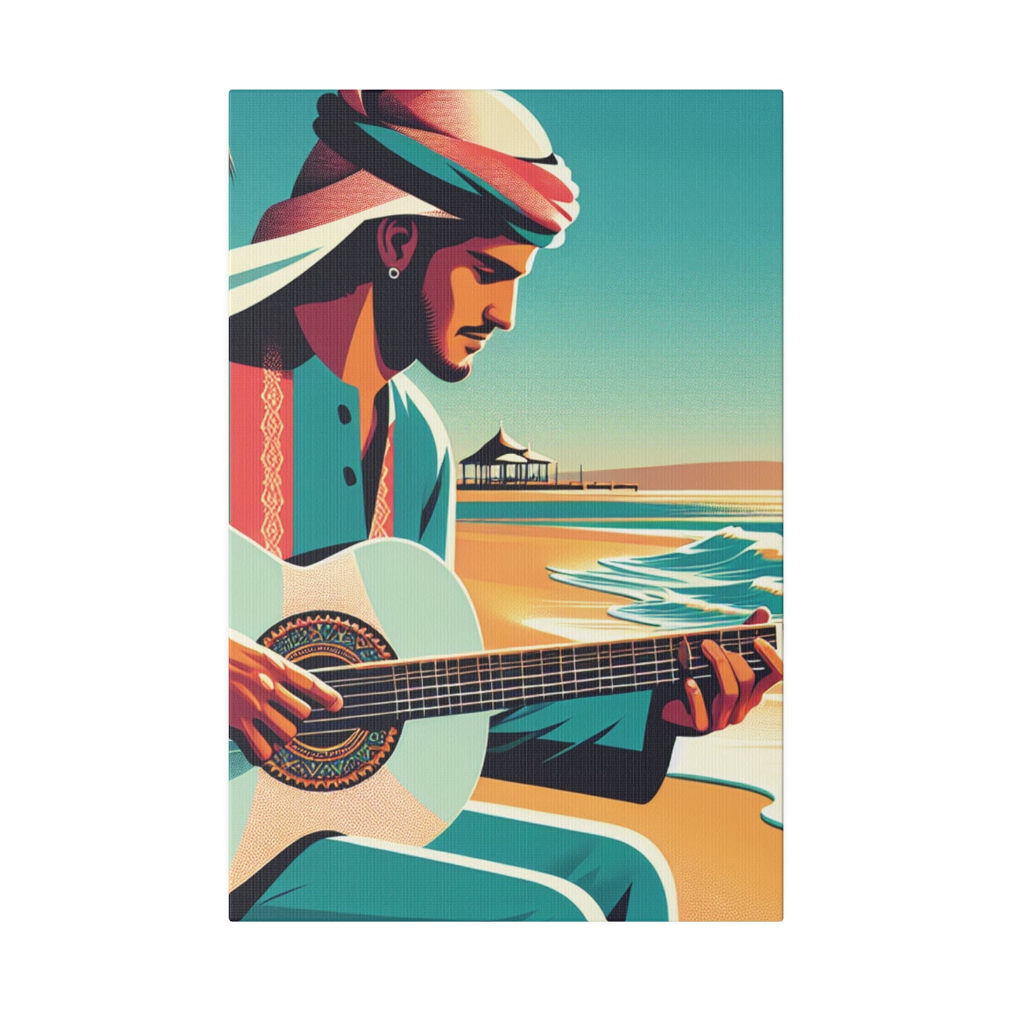 6852M - music art work, musician gift ideas, sunset background, sunset designs, ocean art work, beach art work, guitar art work, guitar player