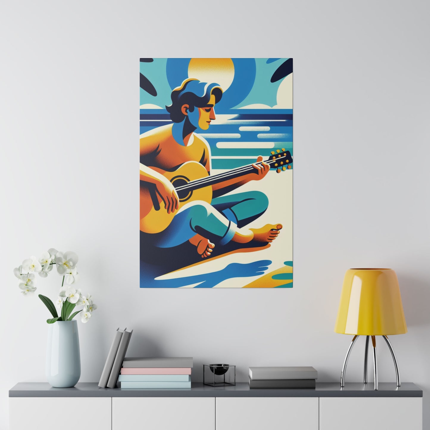 2967Z - music art work, musician gift ideas, sunset background, sunset designs, ocean art work, beach art work, guitar art work, guitar player