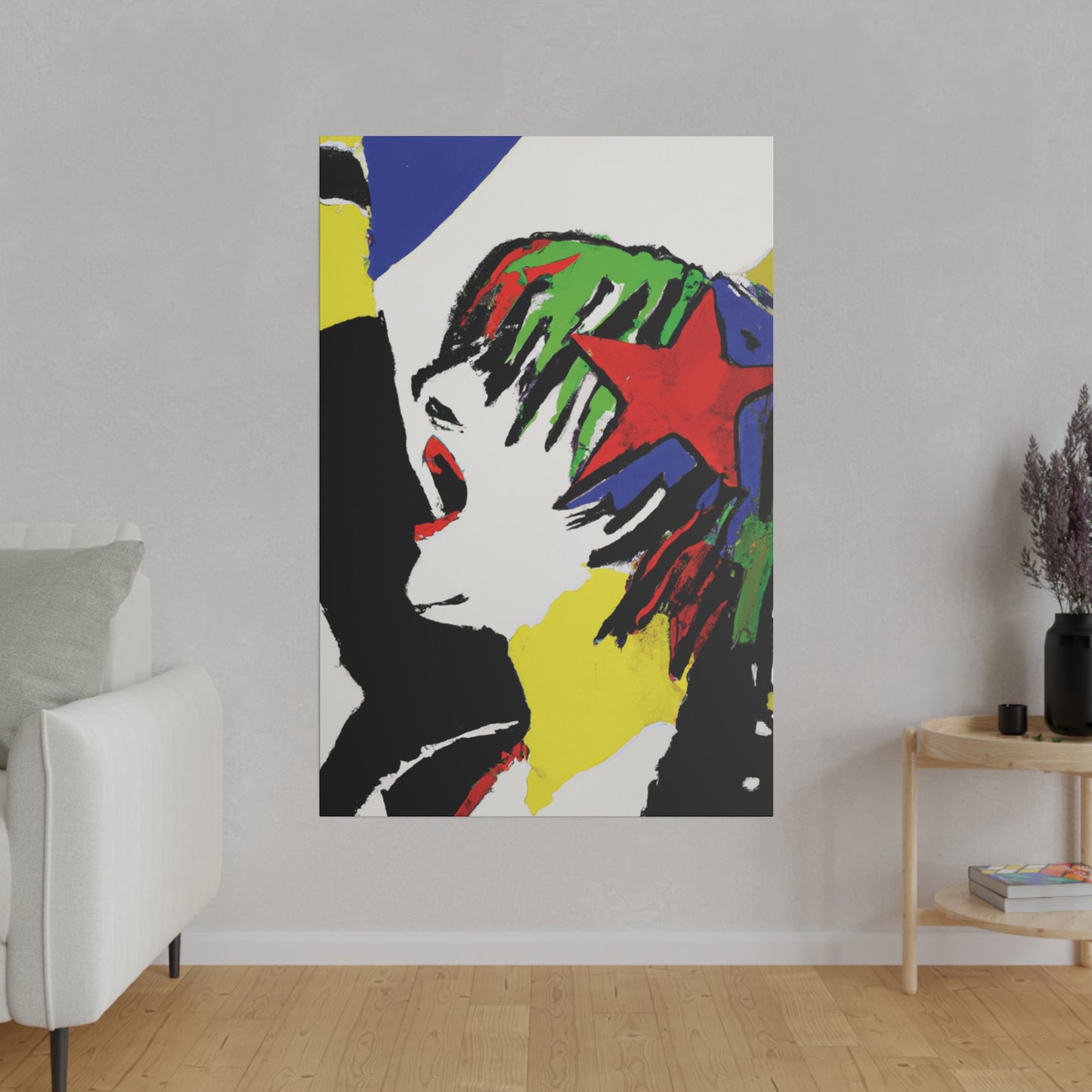 5673W - Rockstar Painting Print | Face | Abstract | Poster | Home Decor | Wall Art | Music Art | Canvas