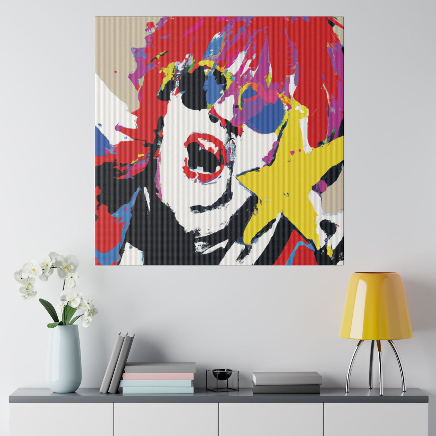 8717H - Rockstar Painting Print | Face | Abstract | Poster | Home Decor | Wall Art | Music Art | Canvas