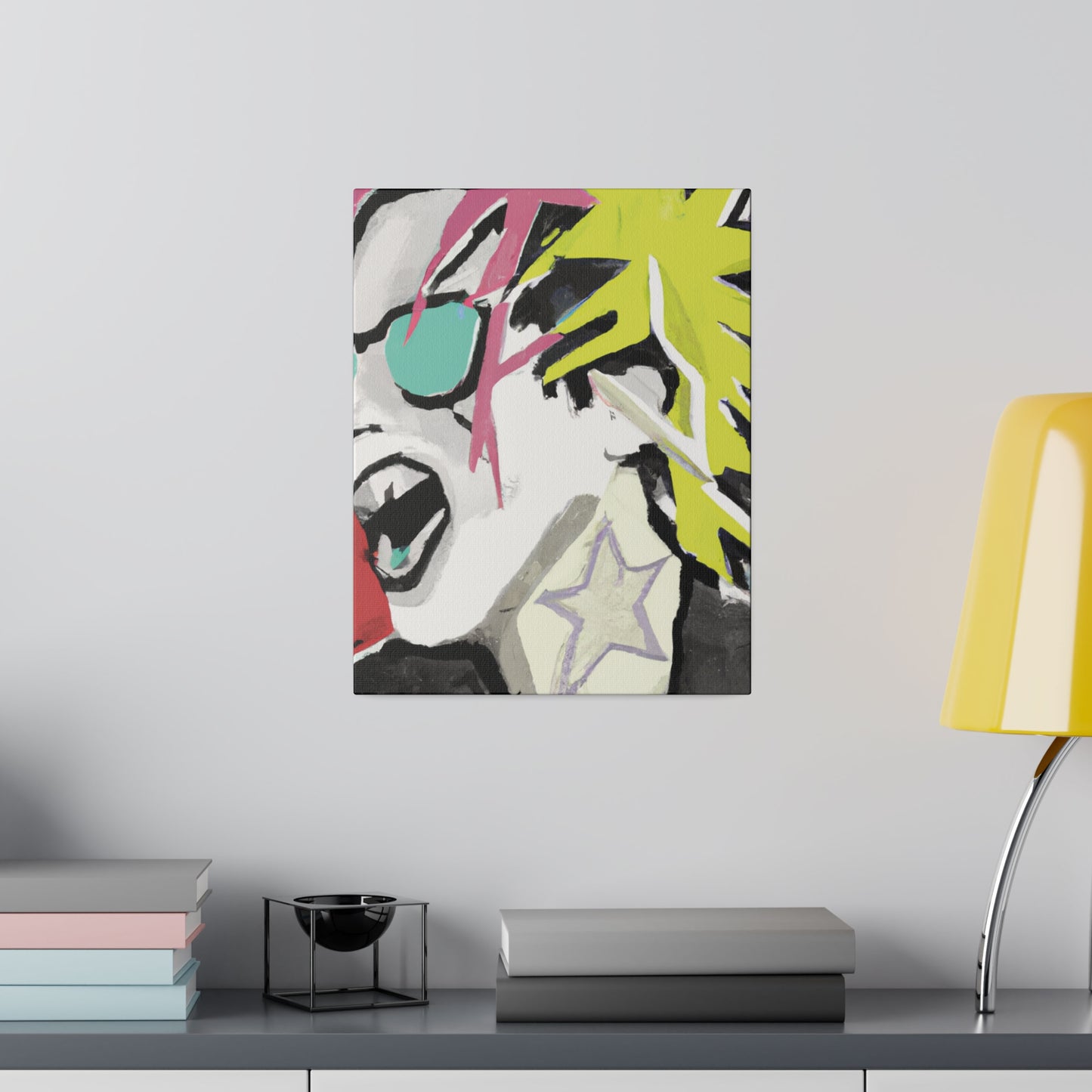 9589K - Rockstar Painting Print | Face | Abstract | Poster | Home Decor | Wall Art | Music Art | Canvas