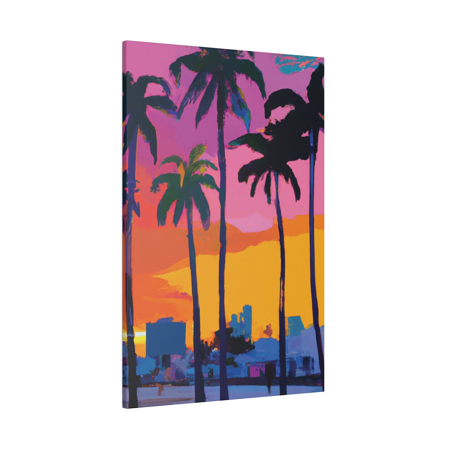 3546F - Miami Beach Sunset Painting Print | Miami | Beach | Sunset | Poster | Home Decor | Wall Art | Canvas