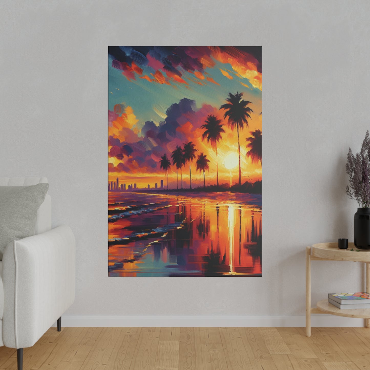 6720B - miami beach art, sunset background, ocean art work, beach art work, sunset designs, miami beach painting, miami beach print