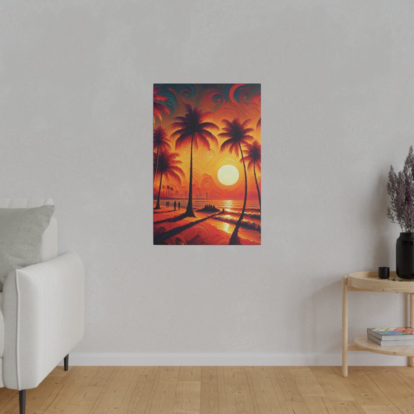 4267J - miami beach art, sunset background, ocean art work, beach art work, sunset designs, miami beach painting, miami beach print